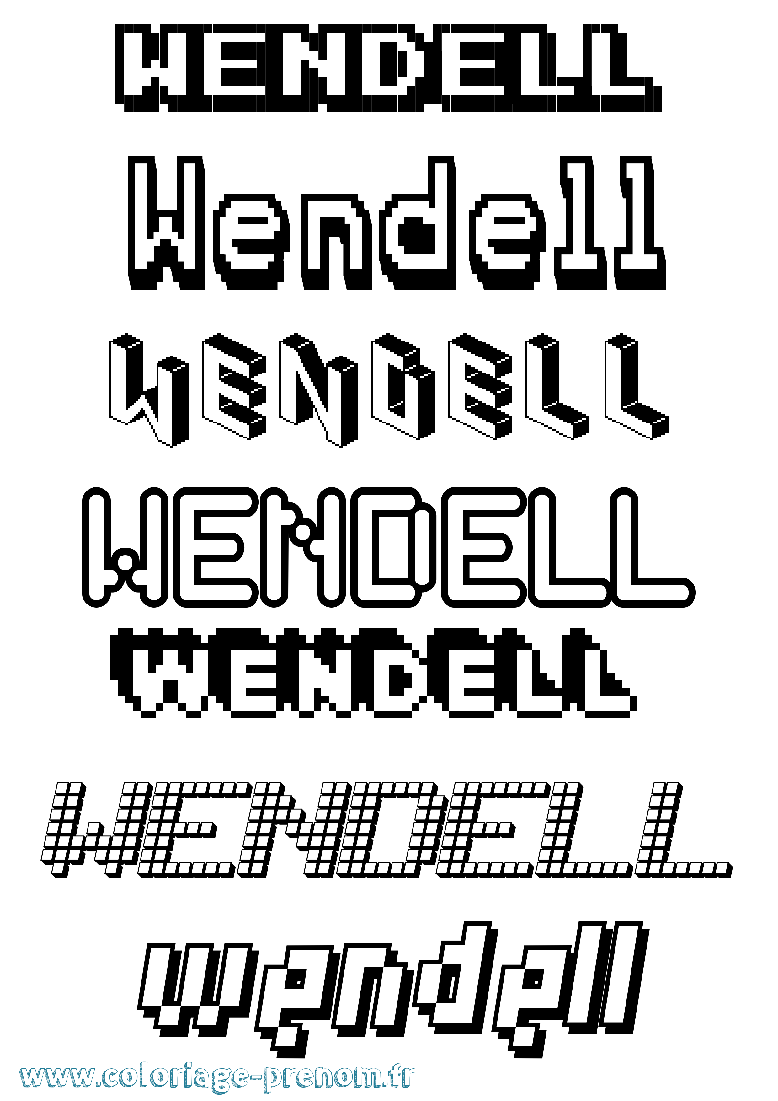 Coloriage Wendell Pixel Coloriage prénom Wendell Pixel