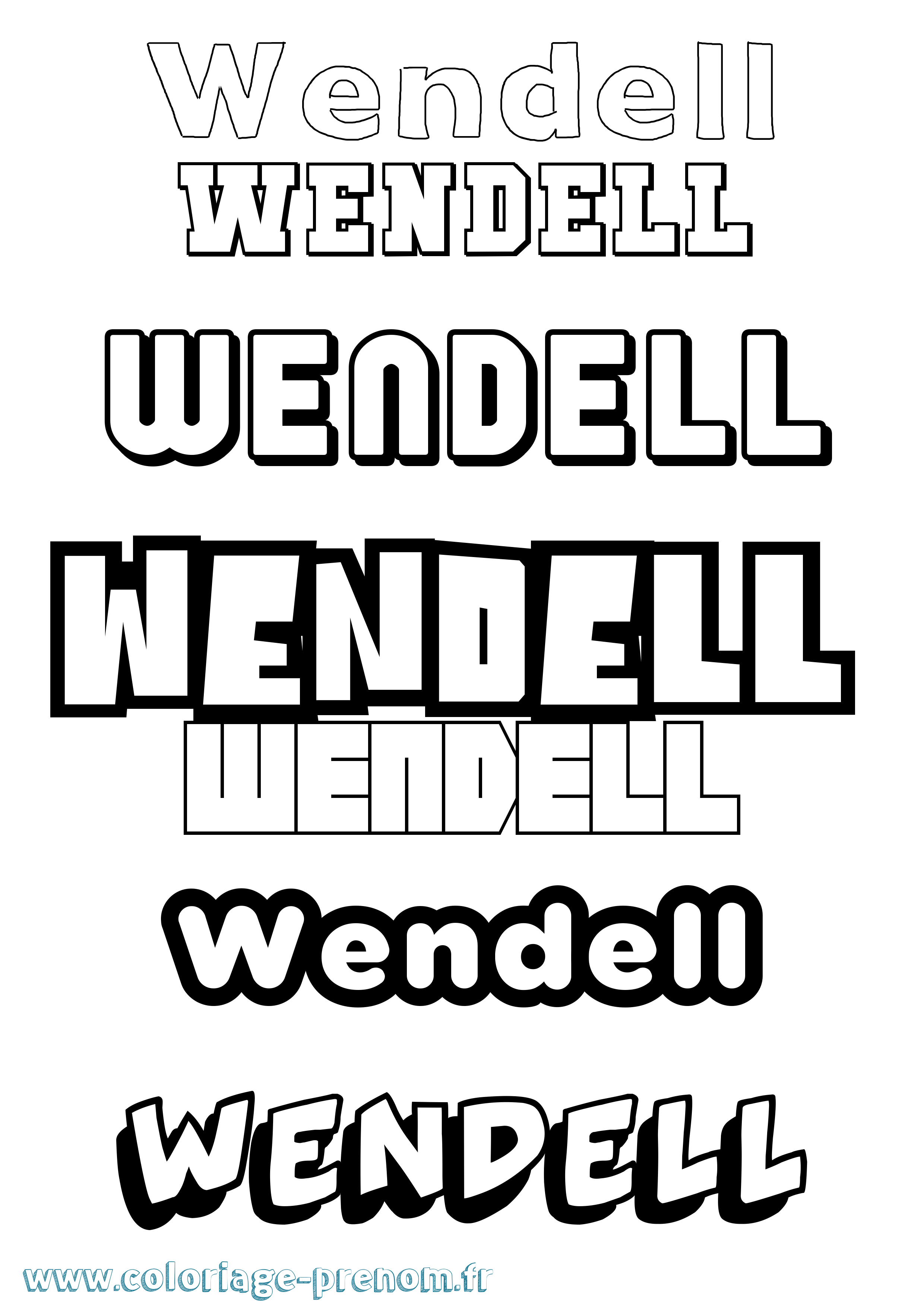 Coloriage Wendell Simple Coloriage prénom Wendell Simple