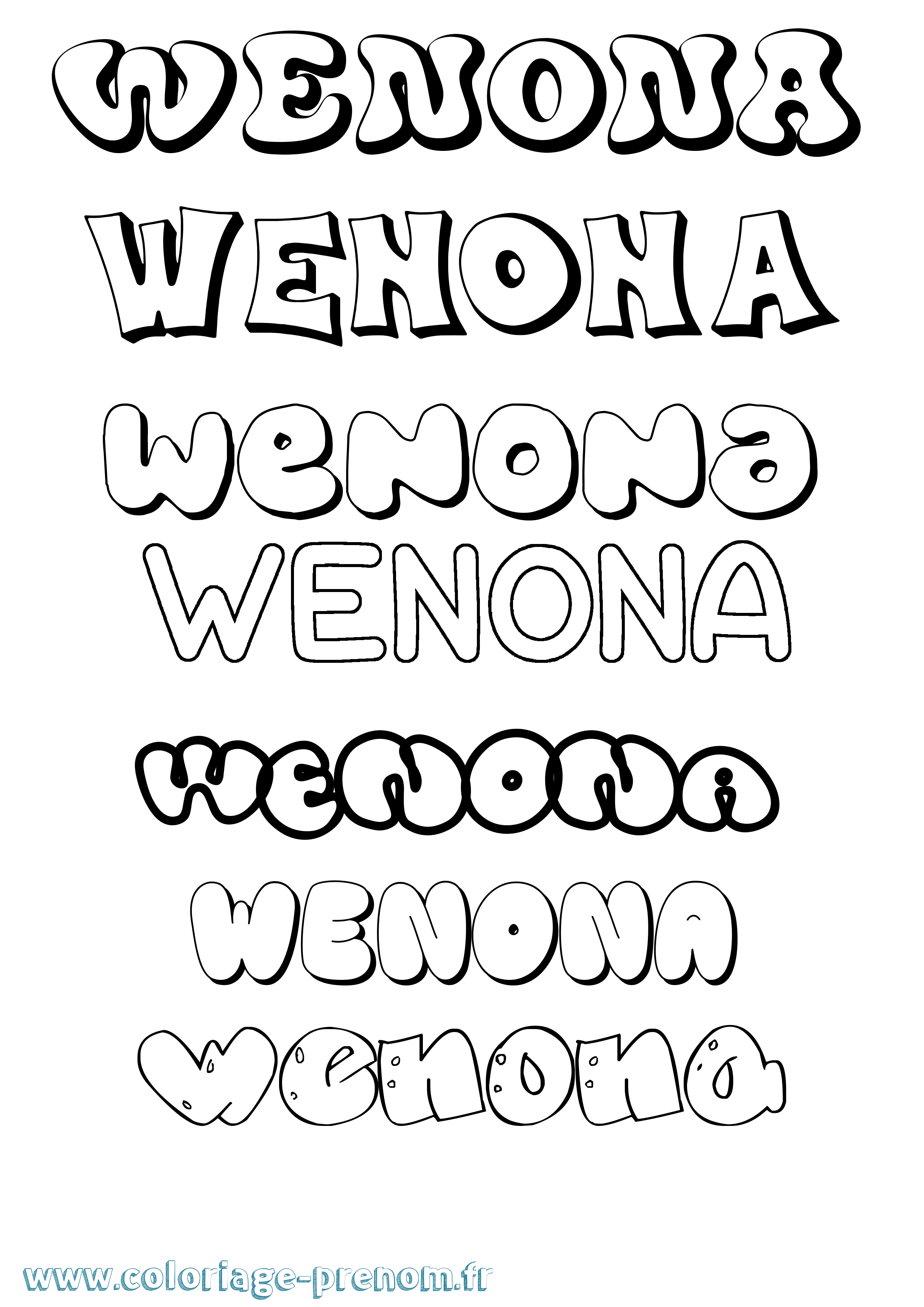 Coloriage Wenona Bubble Coloriage prénom Wenona Bubble
