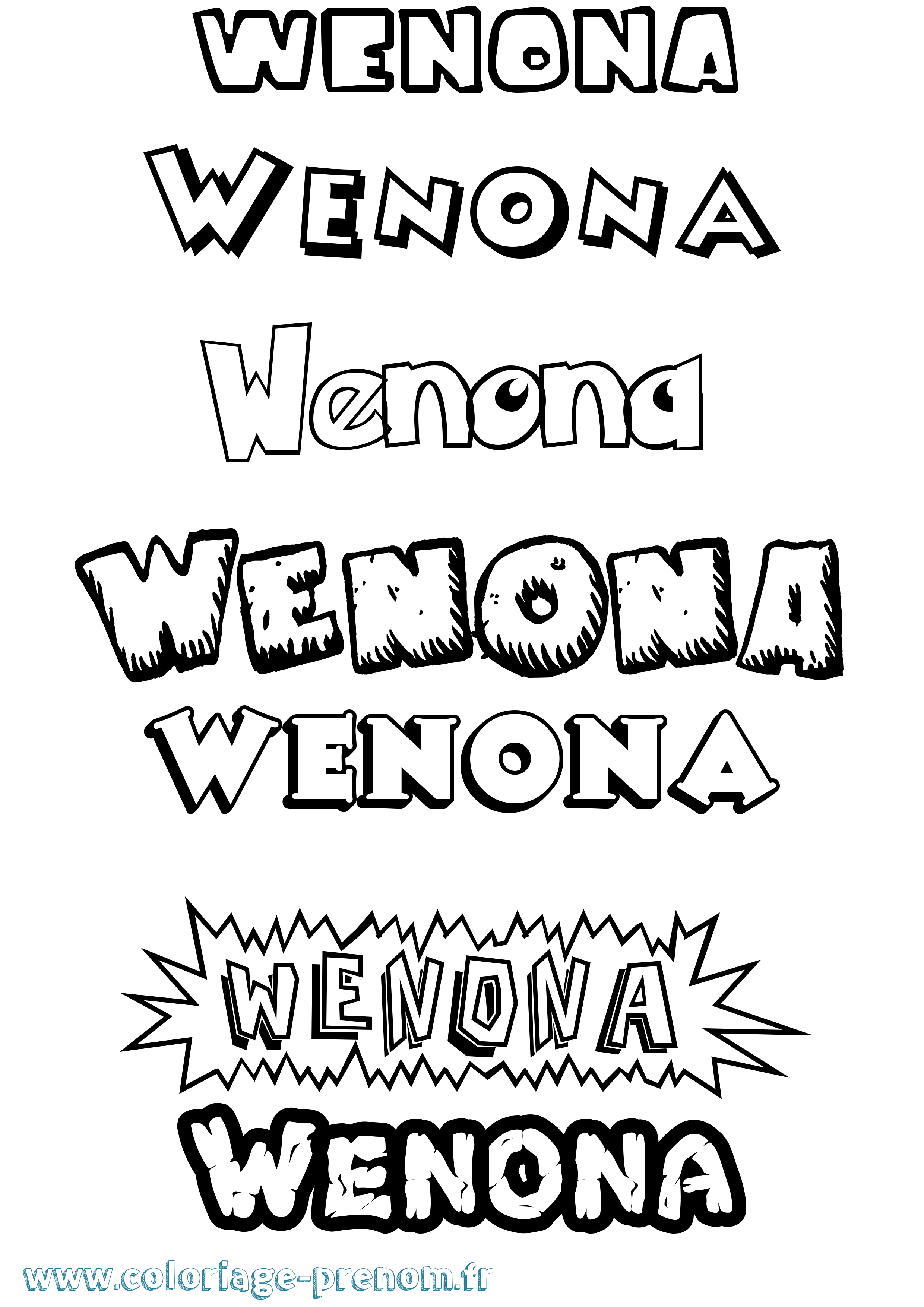 Coloriage Wenona Dessin Animé Coloriage prénom Wenona Dessin Animé