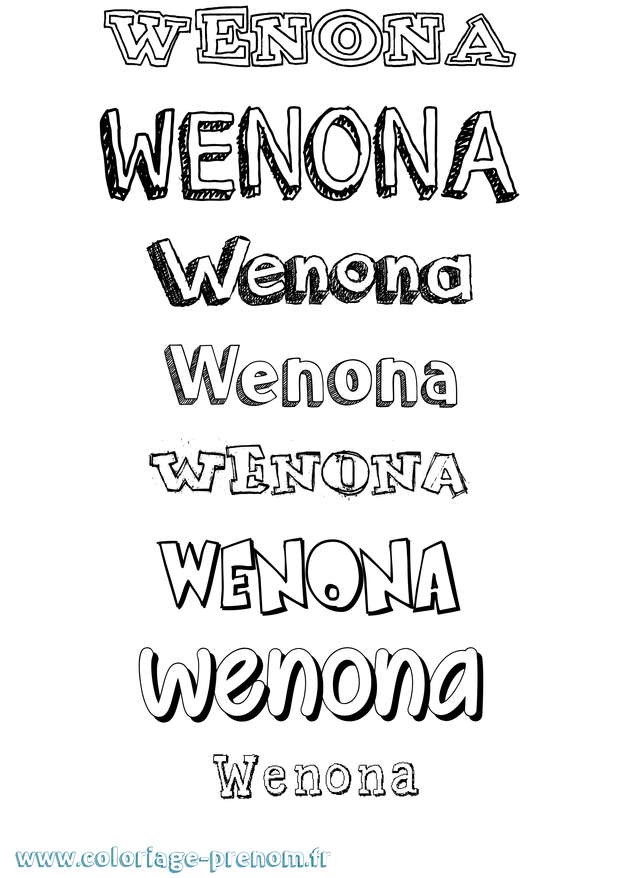 Coloriage Wenona Dessiné Coloriage prénom Wenona Dessiné
