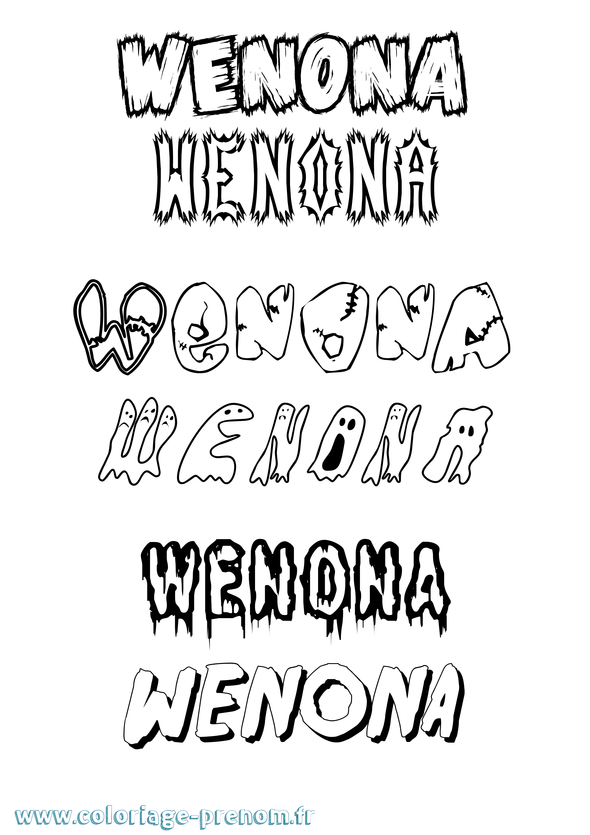 Coloriage Wenona Frisson Coloriage prénom Wenona Frisson