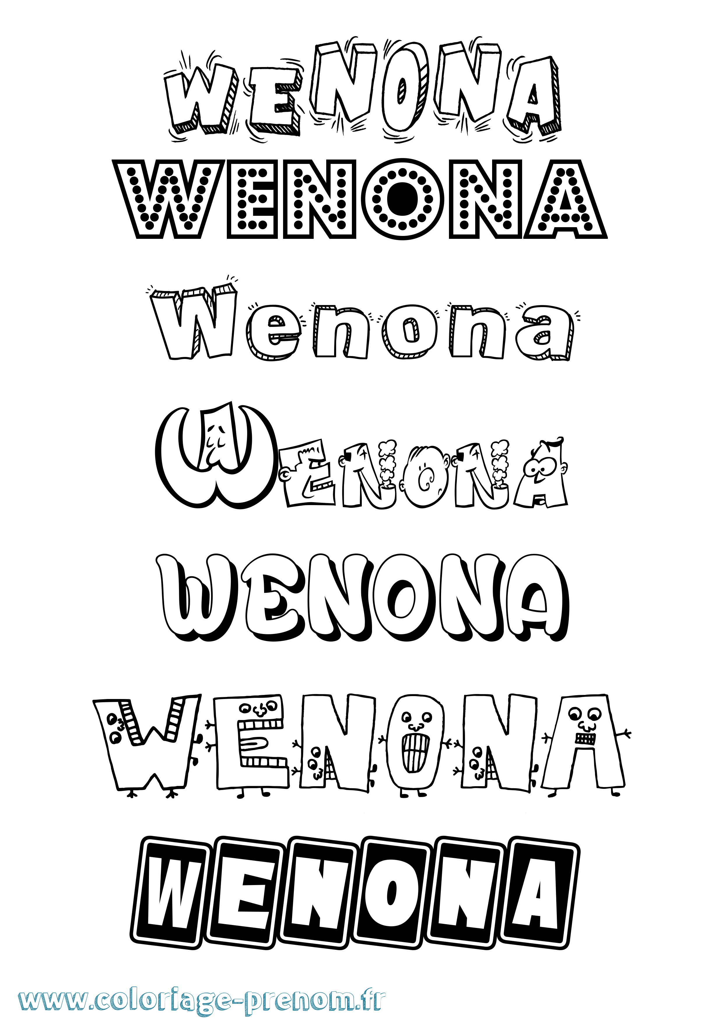 Coloriage Wenona Fun Coloriage prénom Wenona Fun