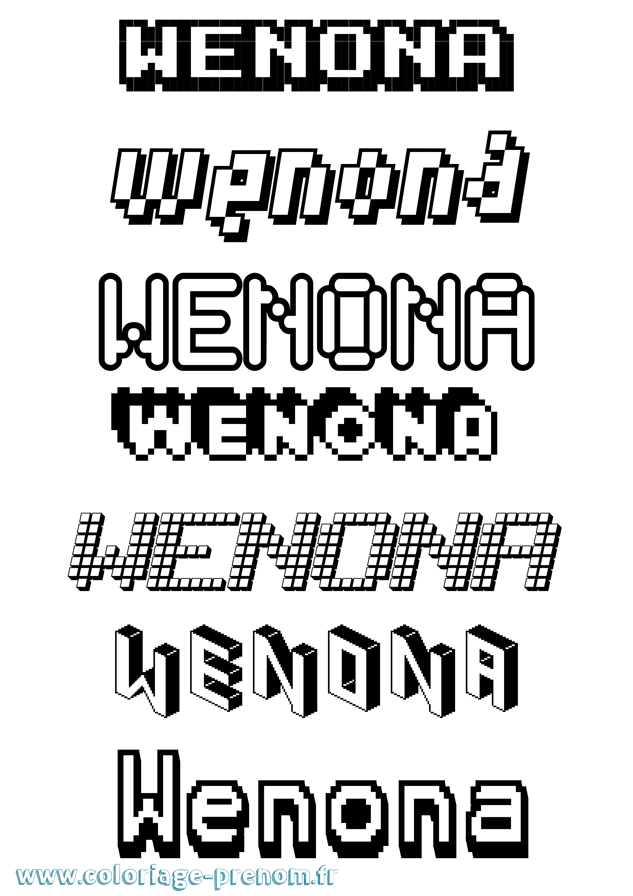 Coloriage Wenona Pixel Coloriage prénom Wenona Pixel