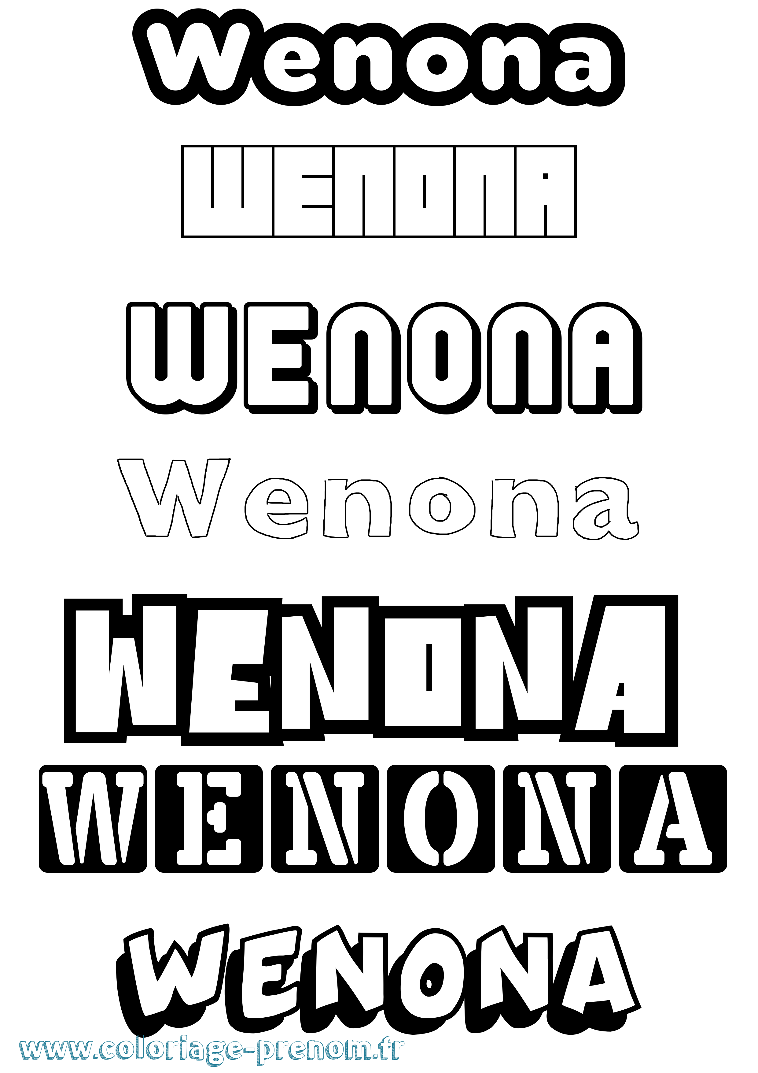 Coloriage Wenona Simple Coloriage prénom Wenona Simple