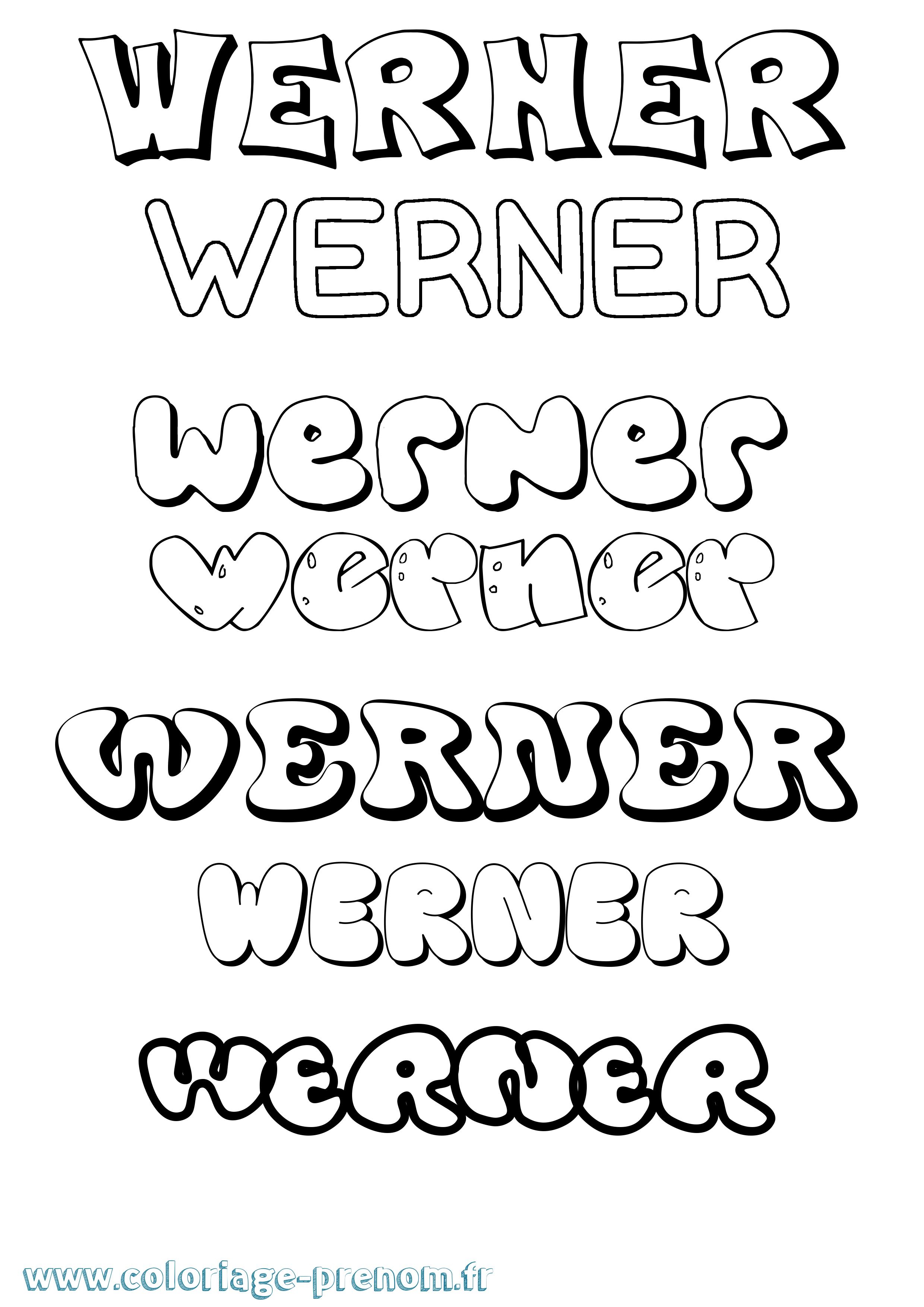 Coloriage Werner Bubble Coloriage prénom Werner Bubble