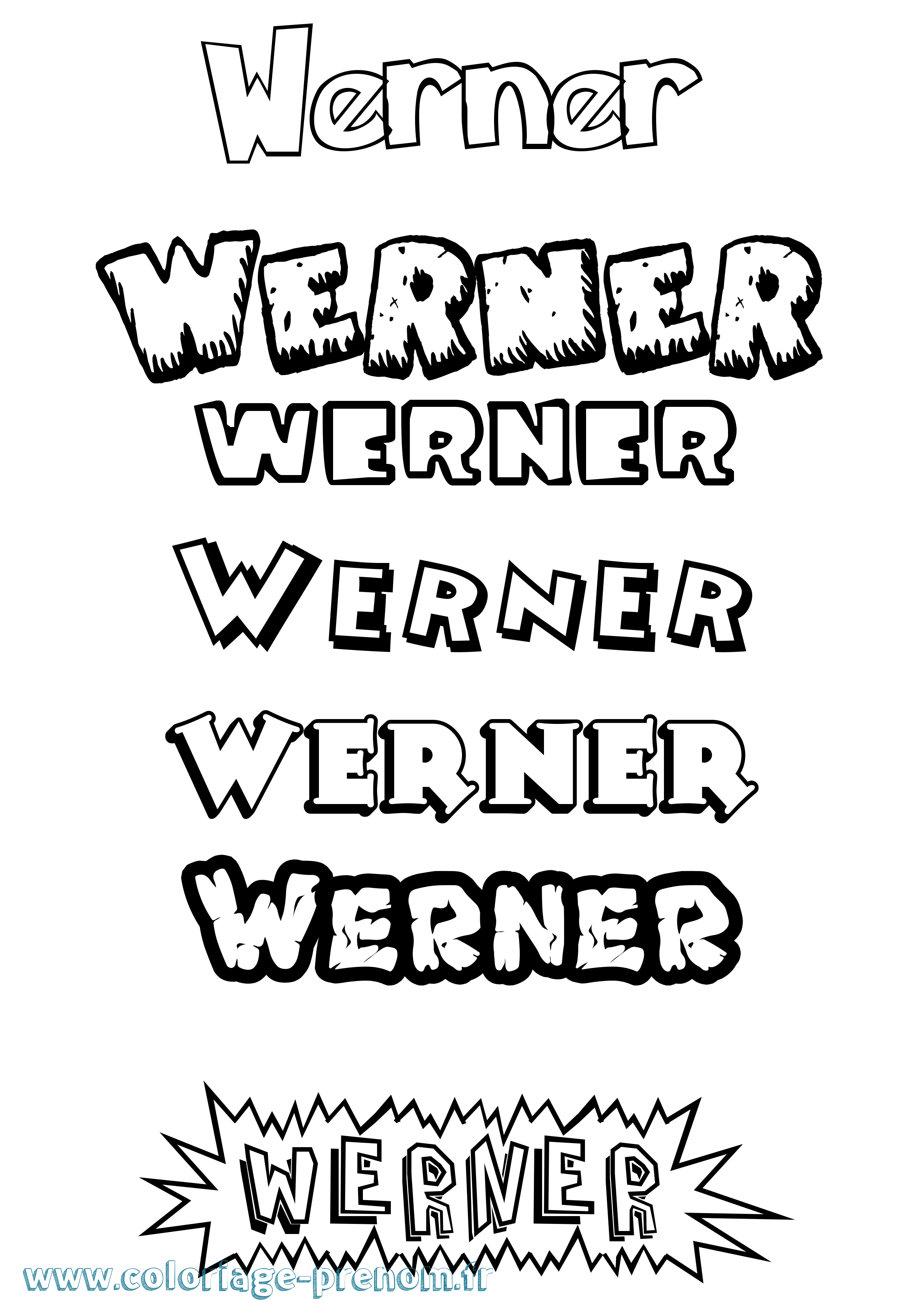 Coloriage Werner Dessin Animé Coloriage prénom Werner Dessin Animé