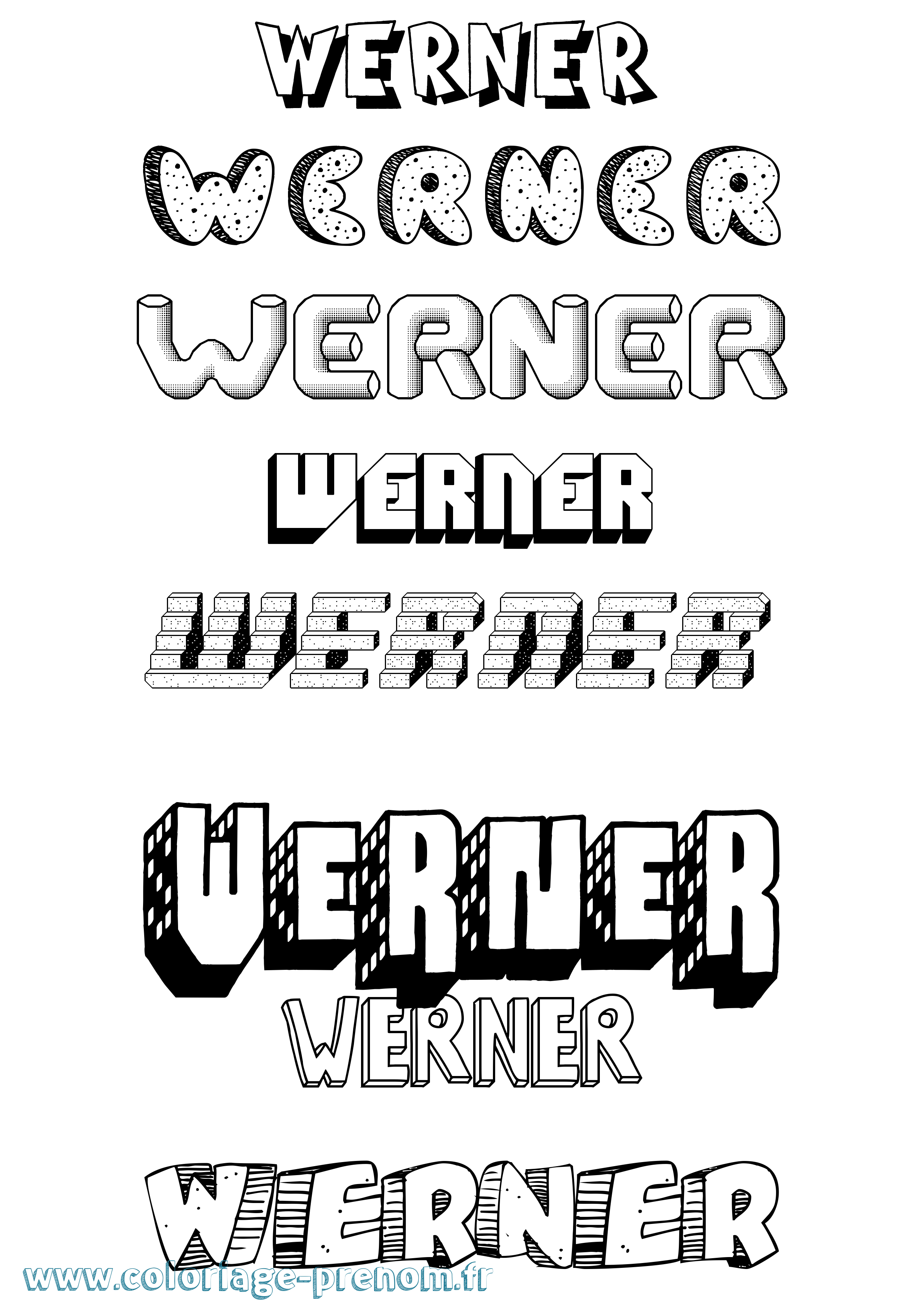 Coloriage Werner Effet 3D Coloriage prénom Werner Effet 3D