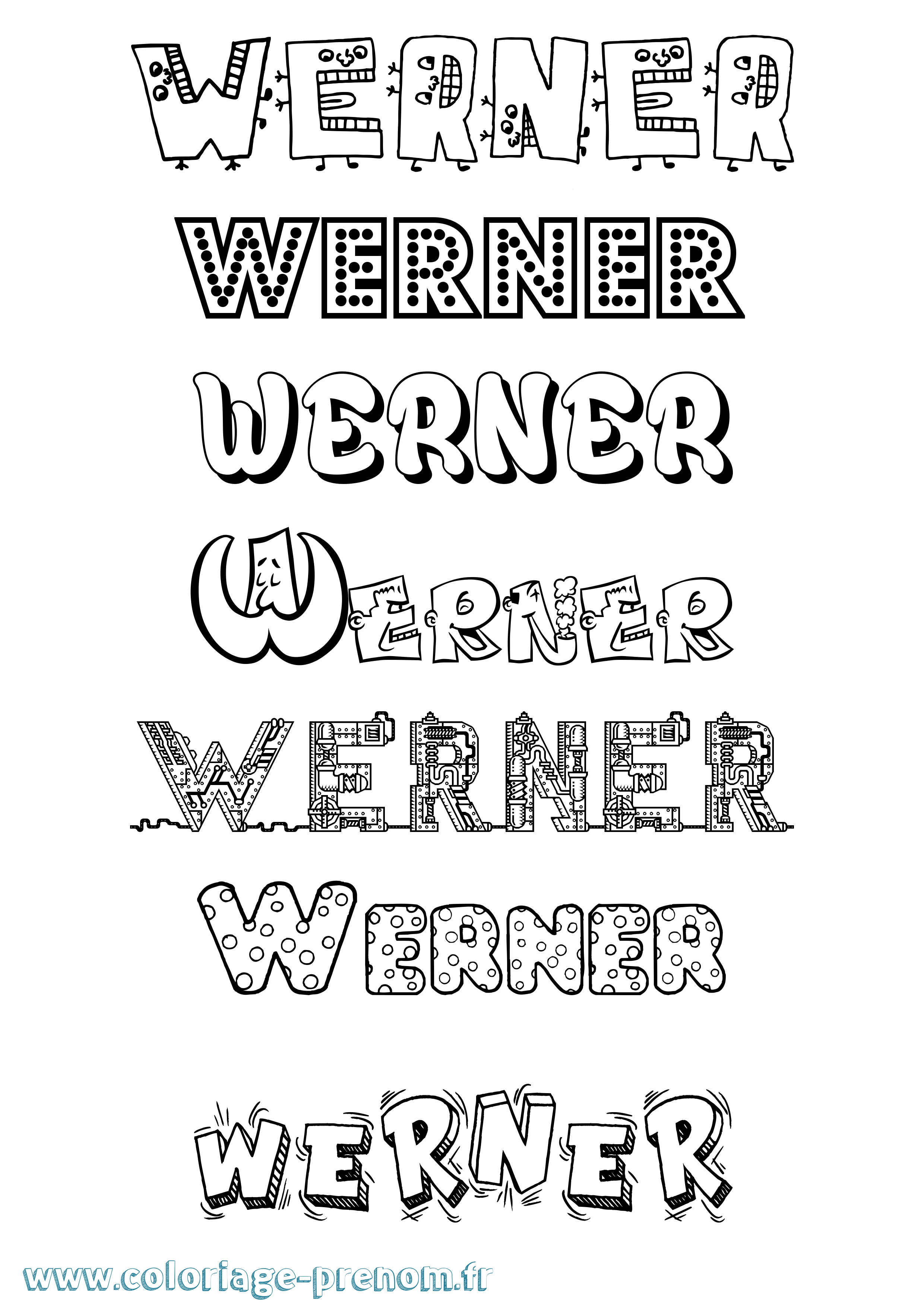 Coloriage Werner Fun Coloriage prénom Werner Fun