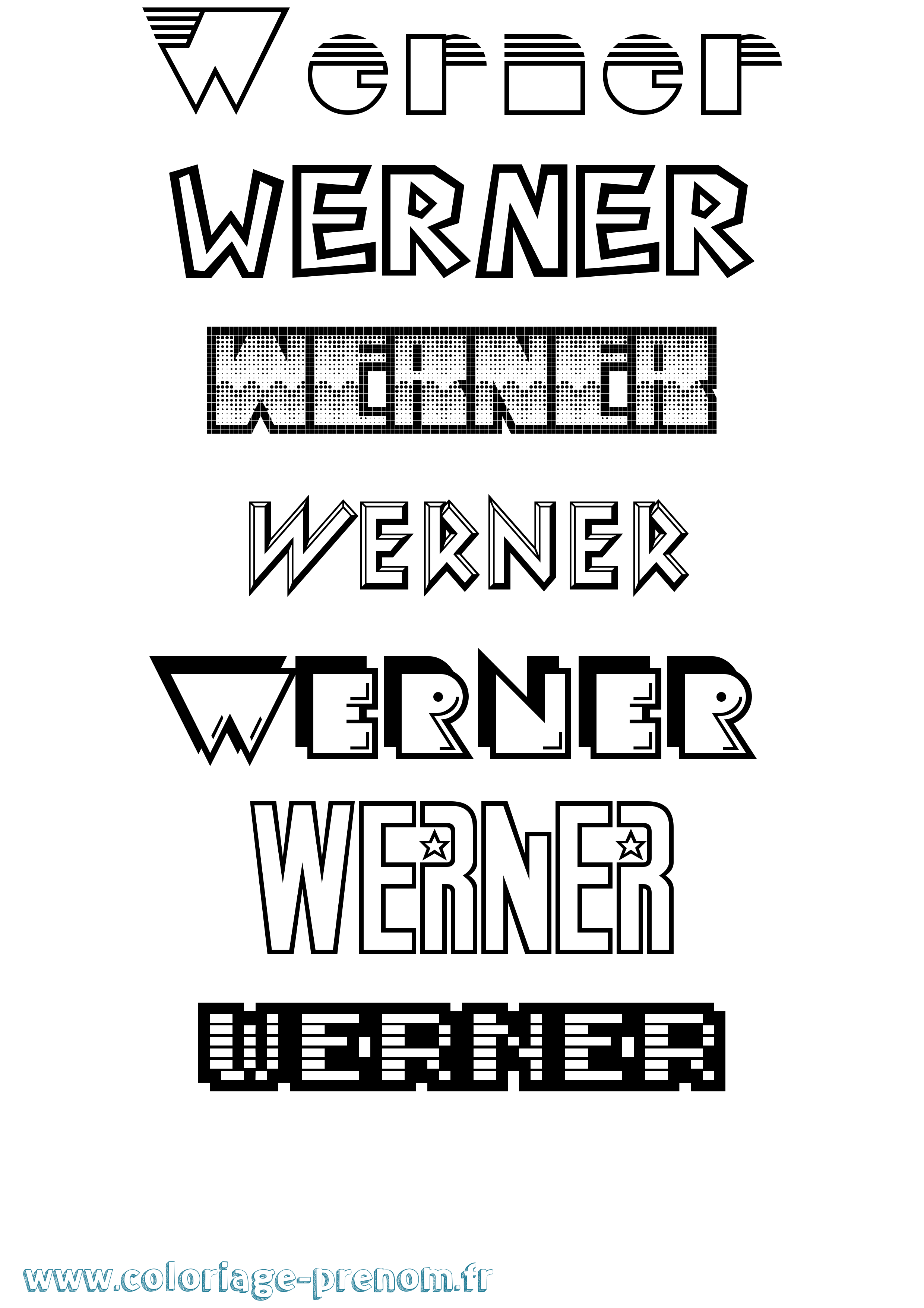 Coloriage Werner Jeux Vidéos Coloriage prénom Werner Jeux Vidéos