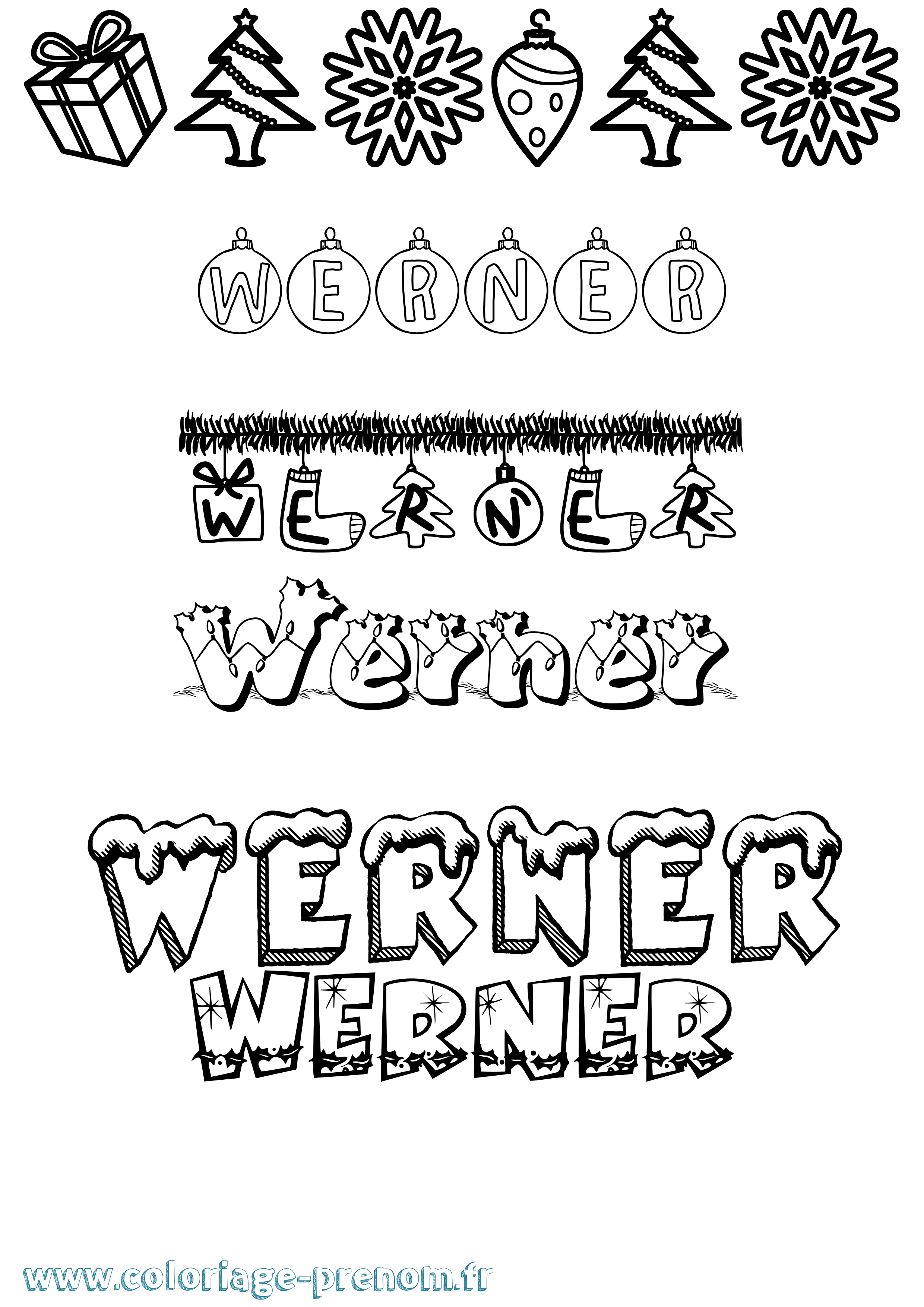 Coloriage Werner Noël Coloriage prénom Werner Noël