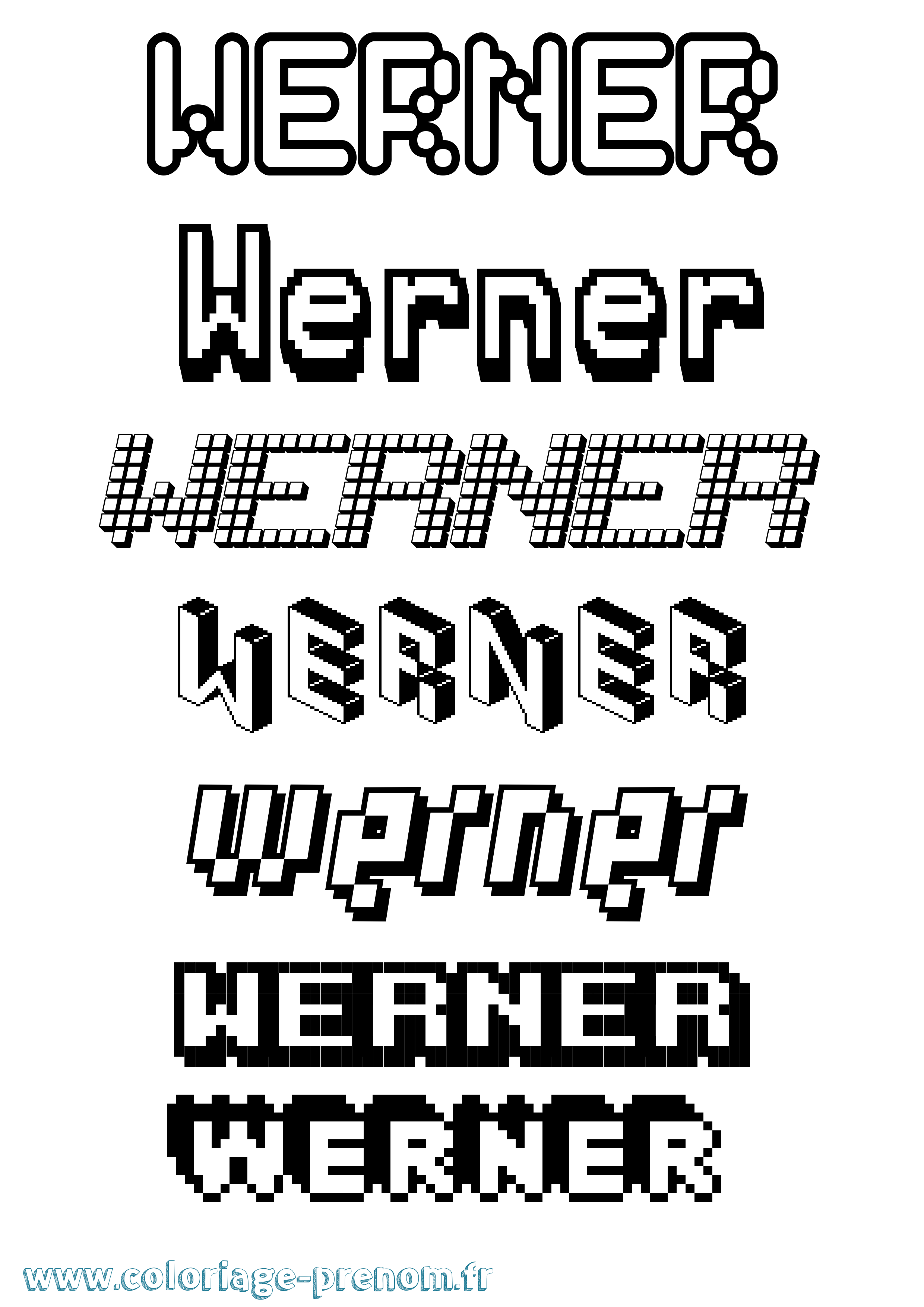 Coloriage Werner Pixel Coloriage prénom Werner Pixel