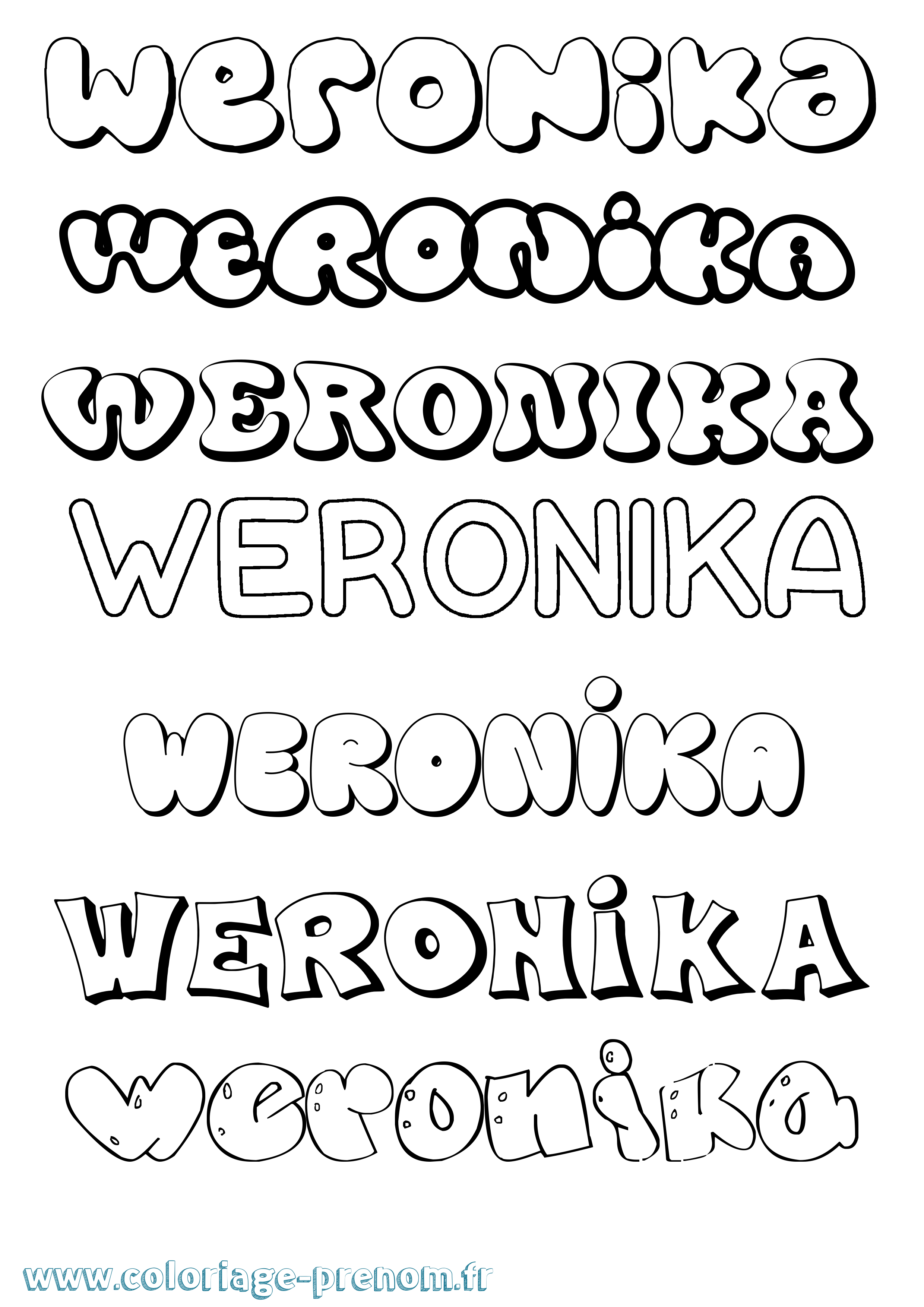 Coloriage Weronika Bubble Coloriage prénom Weronika Bubble