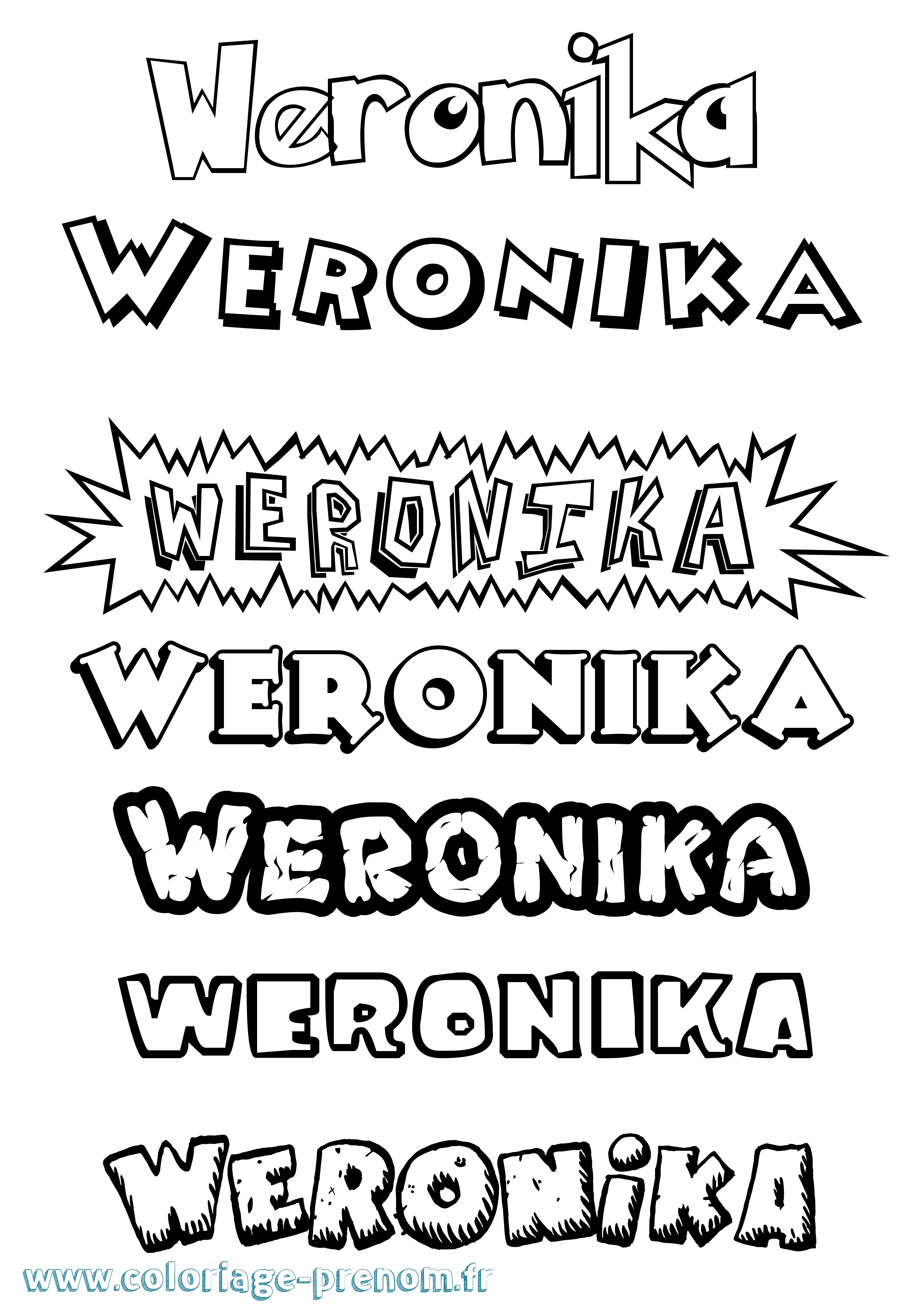 Coloriage Weronika Dessin Animé Coloriage prénom Weronika Dessin Animé