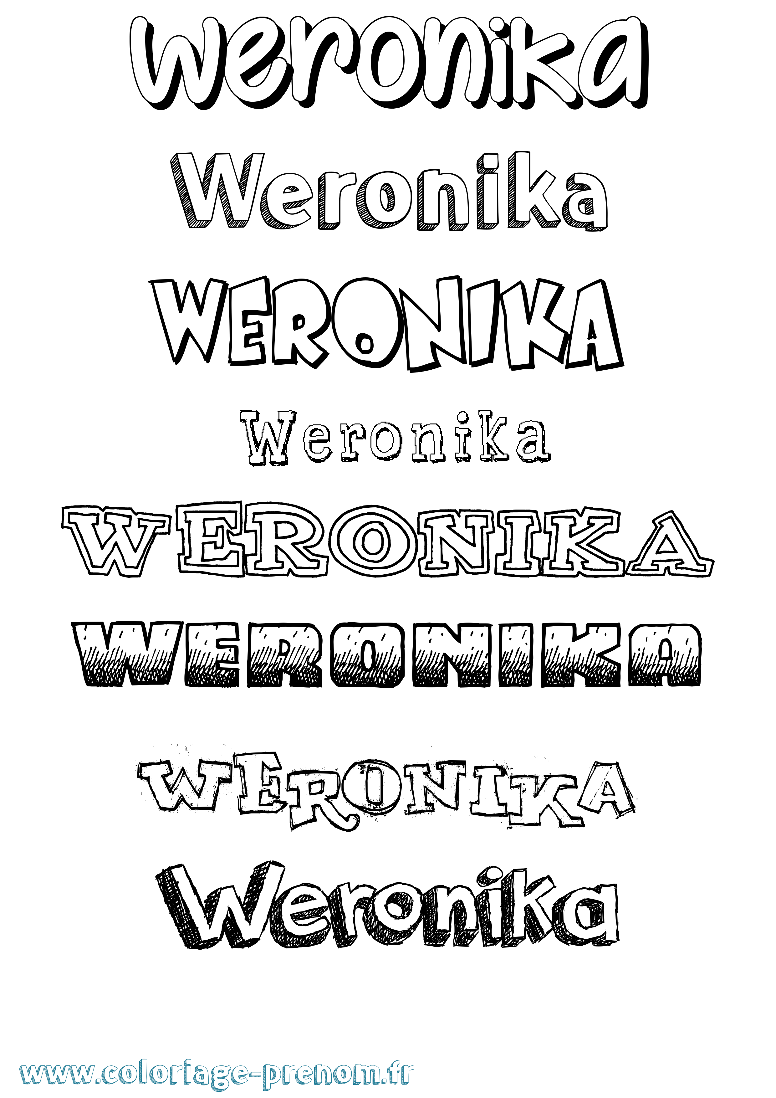 Coloriage Weronika Dessiné Coloriage prénom Weronika Dessiné