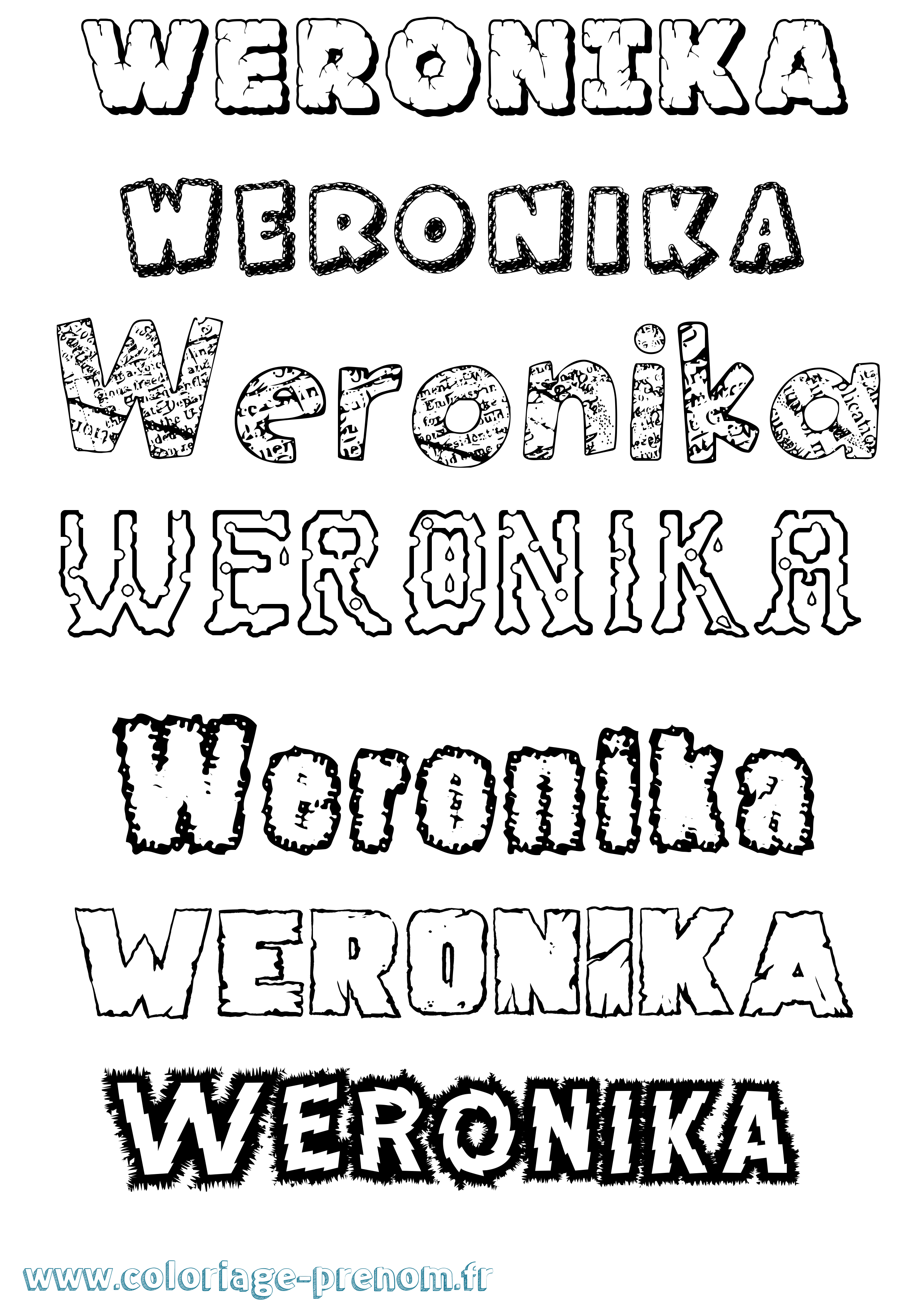 Coloriage Weronika Destructuré Coloriage prénom Weronika Destructuré