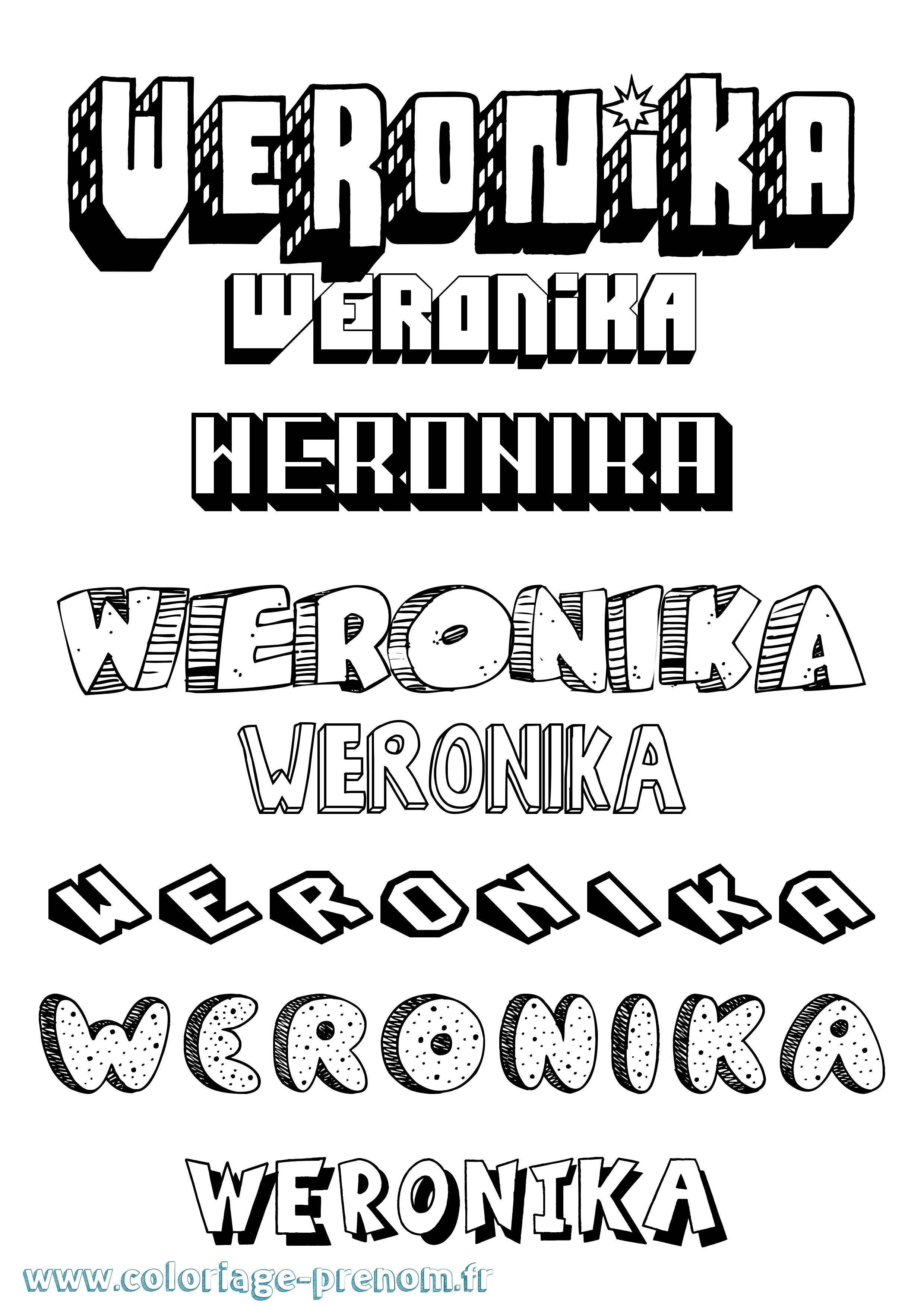Coloriage Weronika Effet 3D Coloriage prénom Weronika Effet 3D