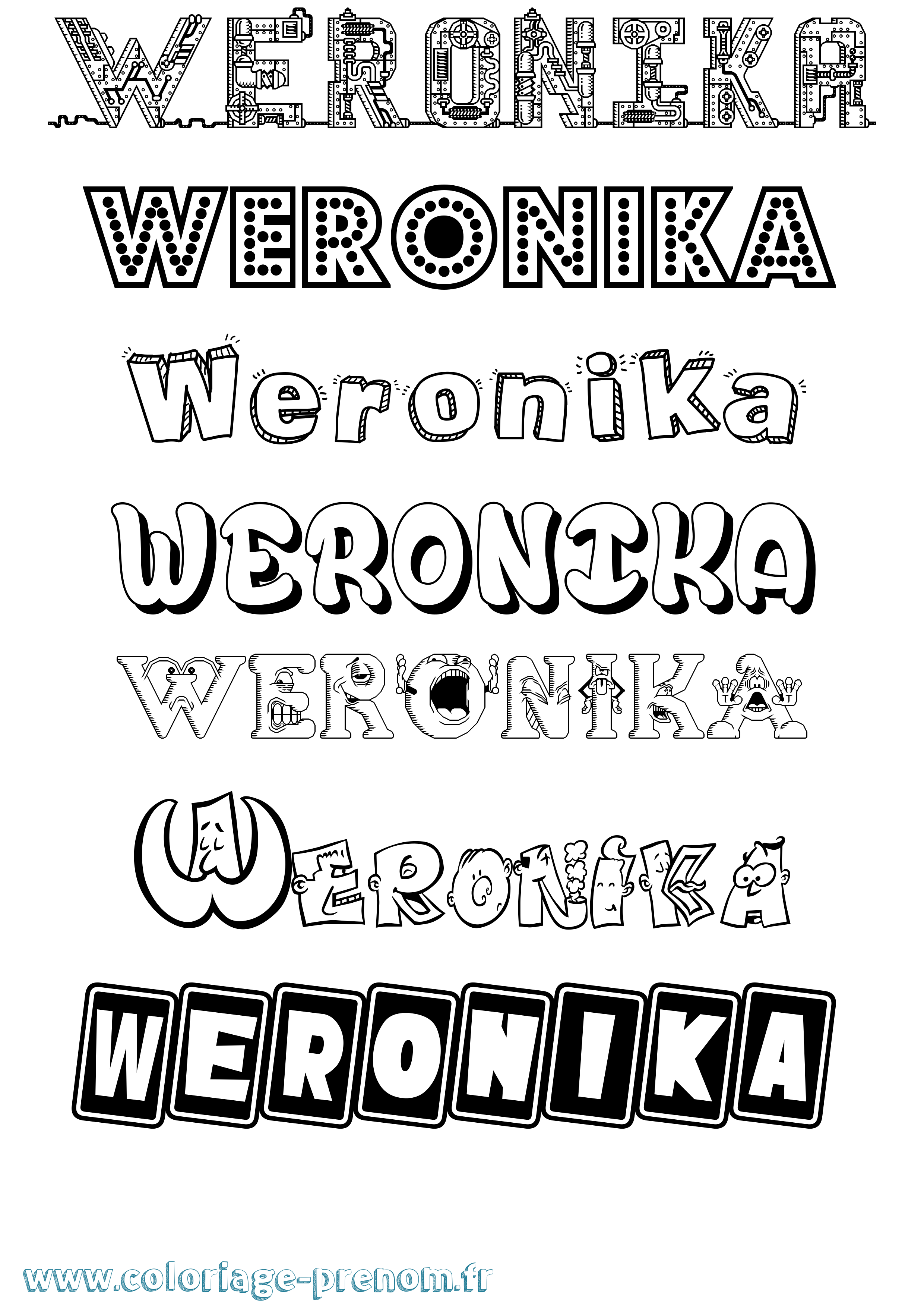 Coloriage Weronika Fun Coloriage prénom Weronika Fun