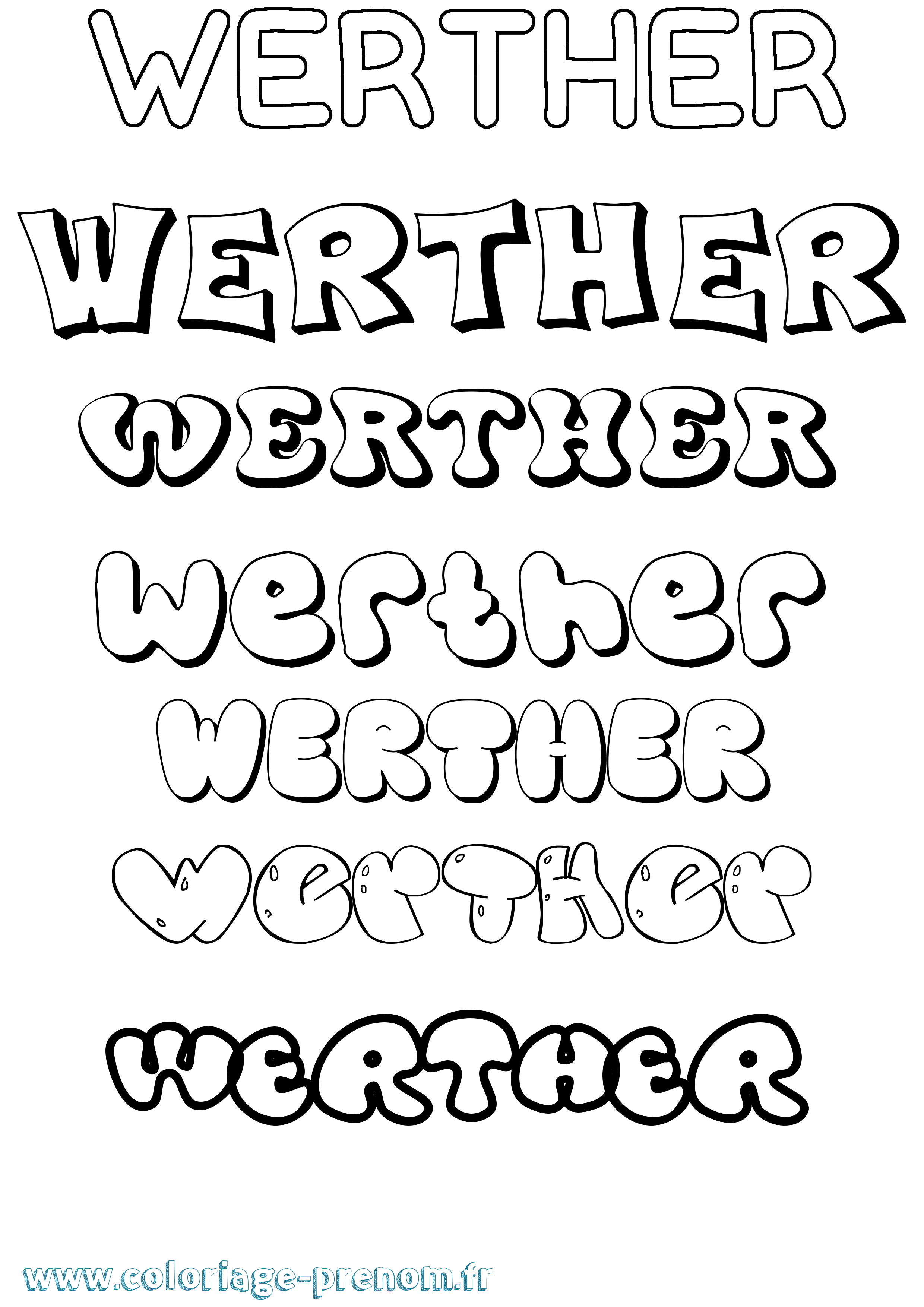 Coloriage Werther Bubble Coloriage prénom Werther Bubble
