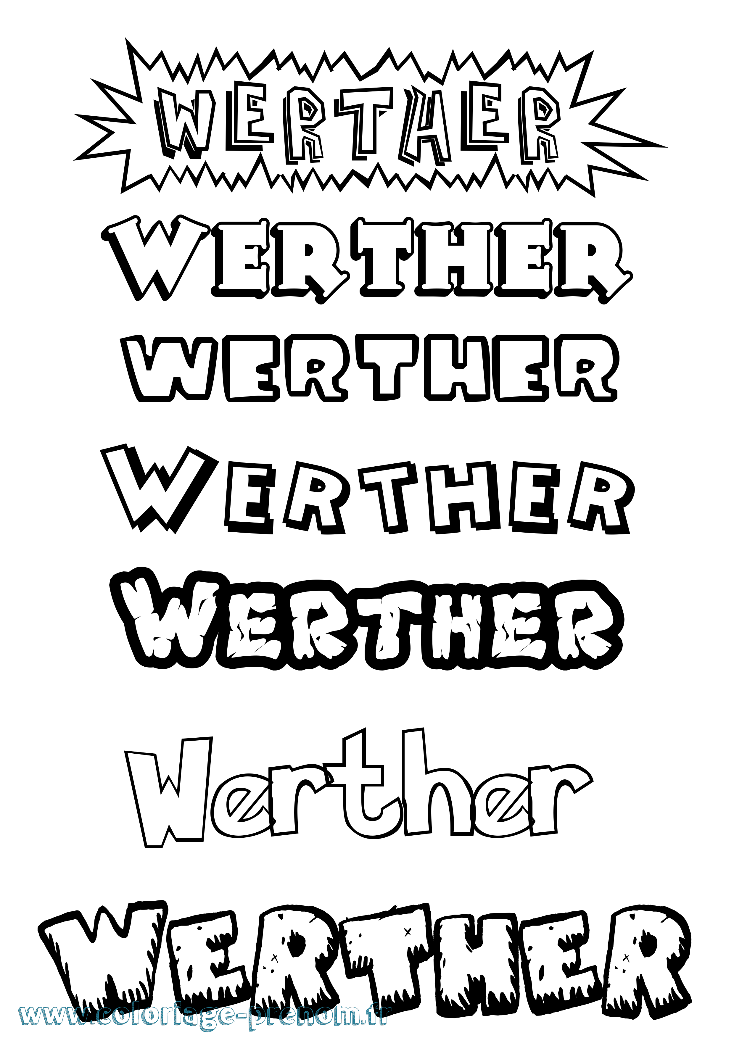 Coloriage Werther Dessin Animé Coloriage prénom Werther Dessin Animé