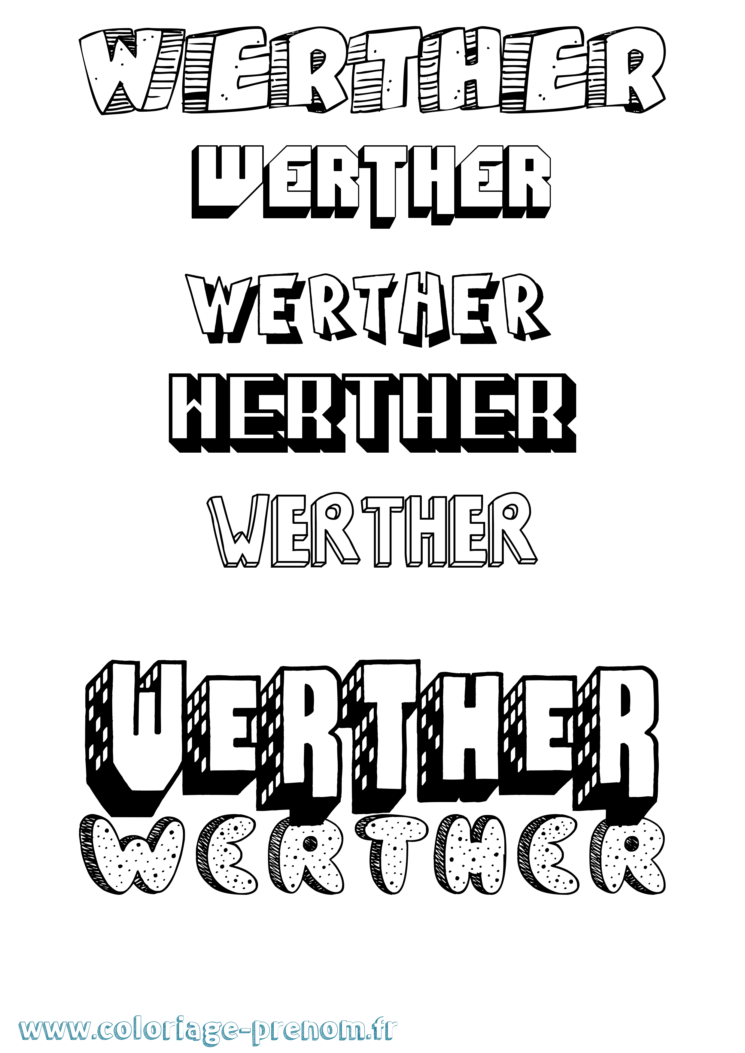 Coloriage Werther Effet 3D Coloriage prénom Werther Effet 3D