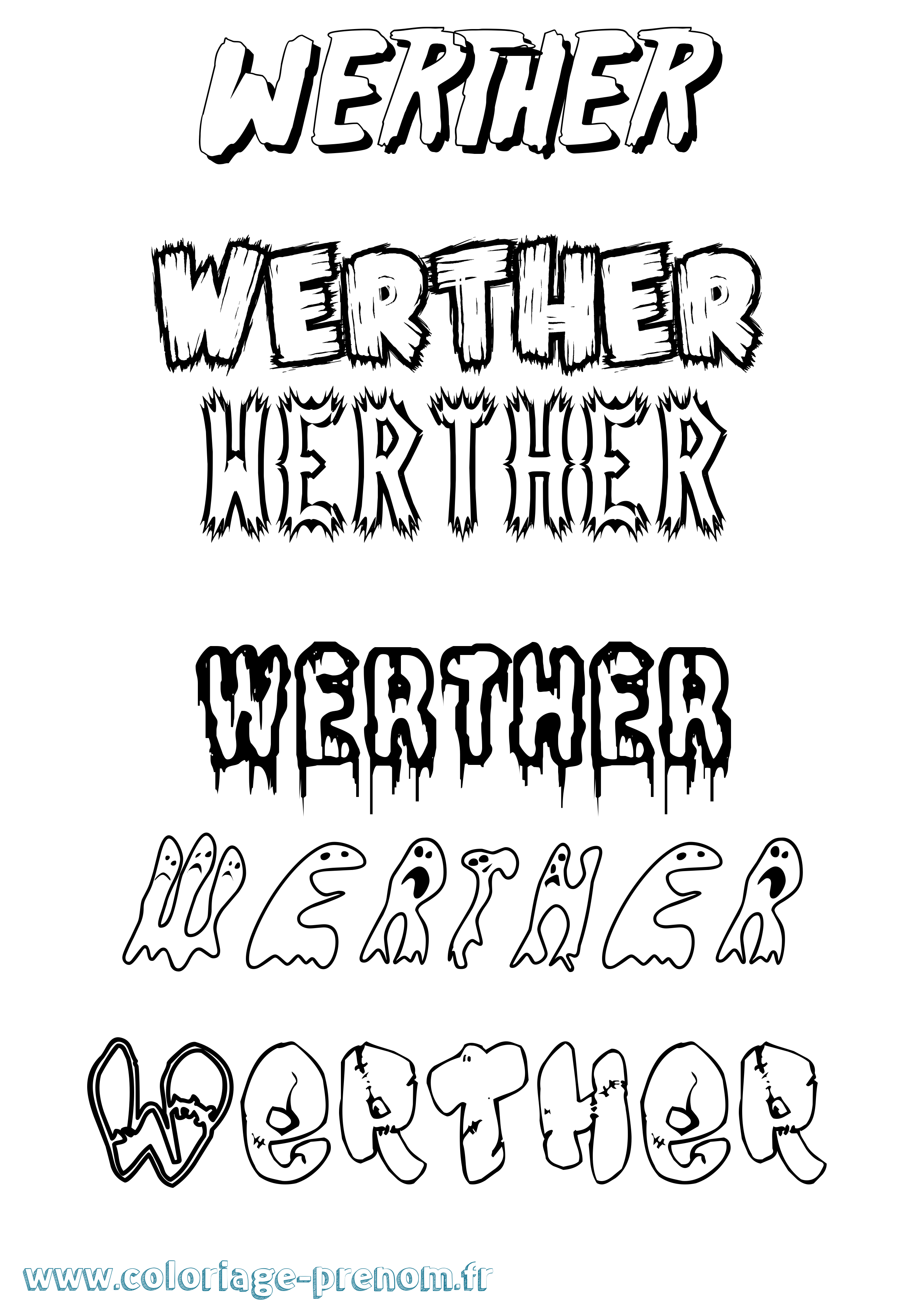 Coloriage Werther Frisson Coloriage prénom Werther Frisson