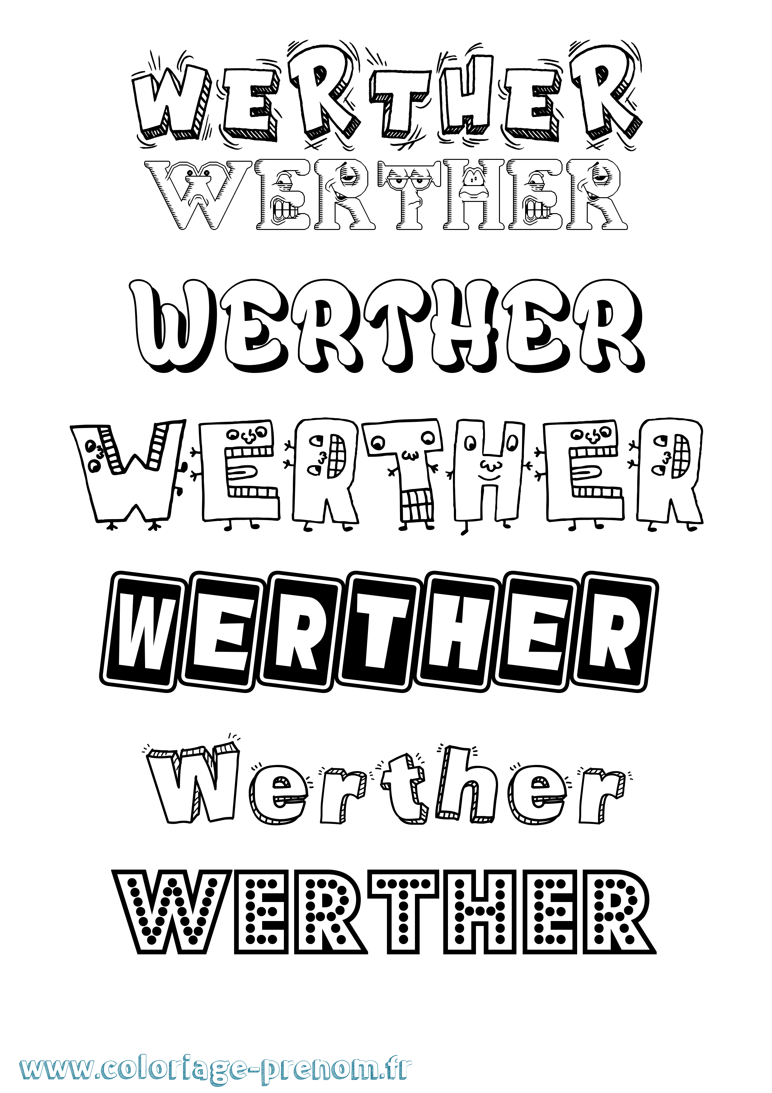 Coloriage Werther Fun Coloriage prénom Werther Fun