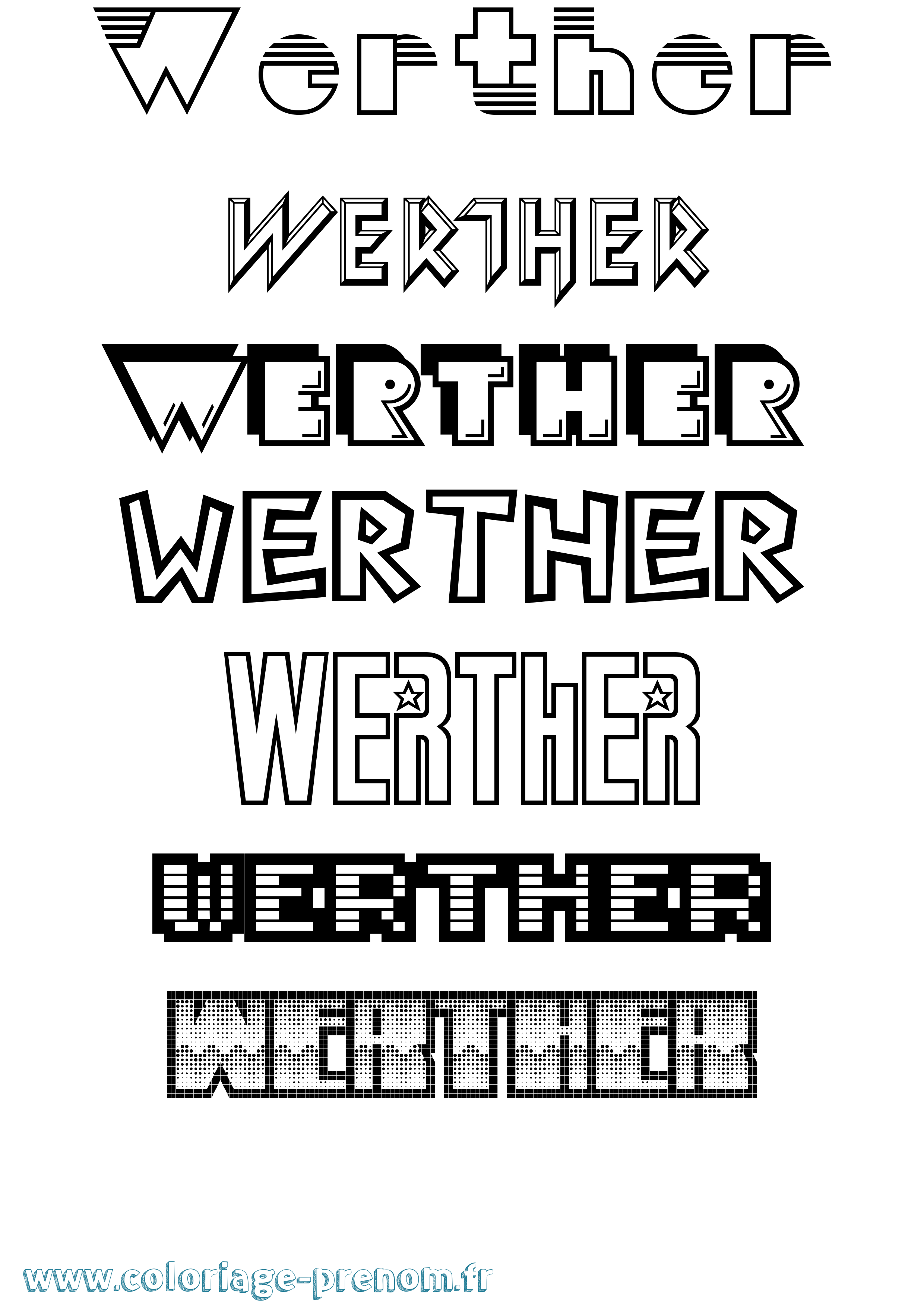 Coloriage Werther Jeux Vidéos Coloriage prénom Werther Jeux Vidéos
