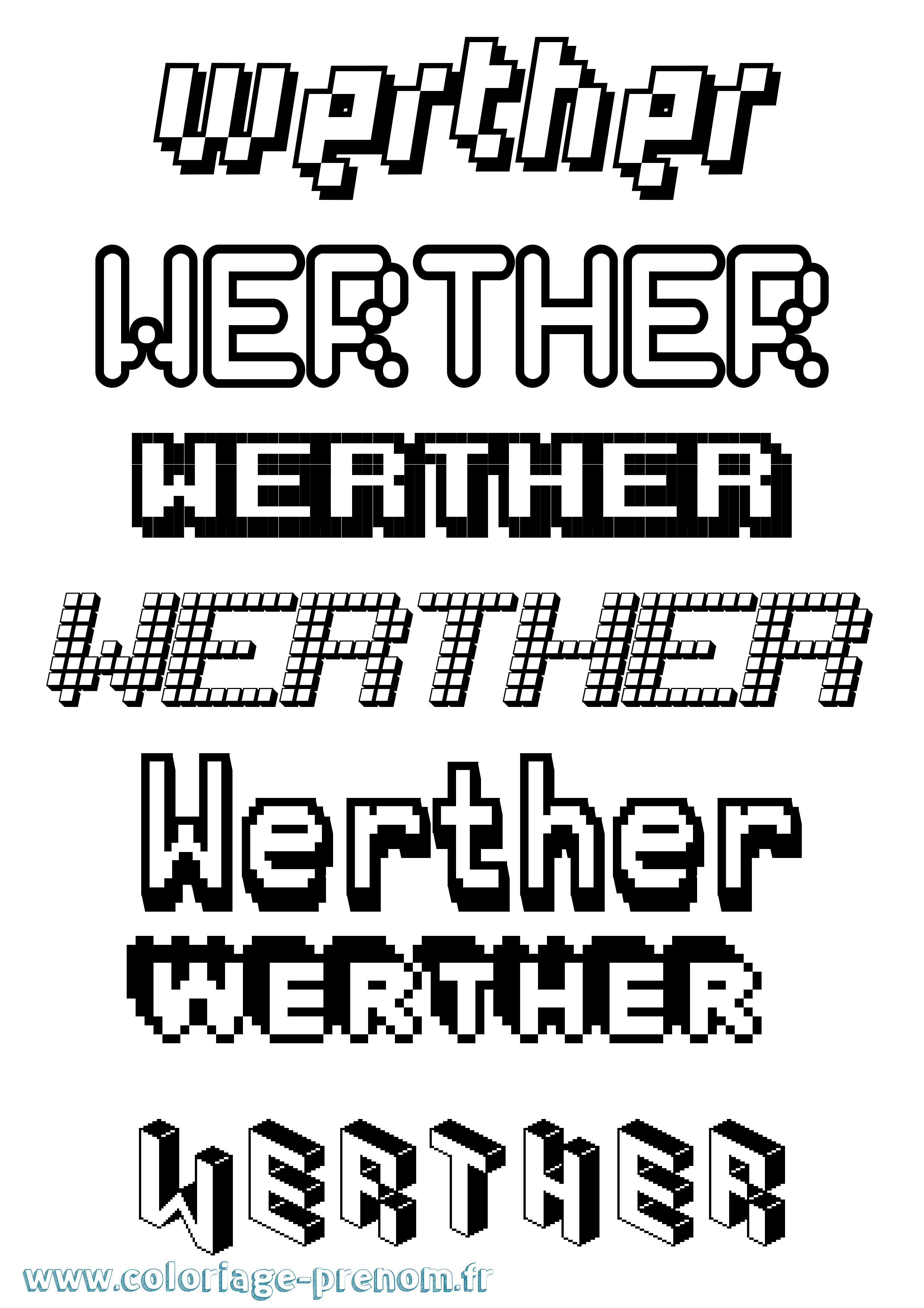 Coloriage Werther Pixel Coloriage prénom Werther Pixel