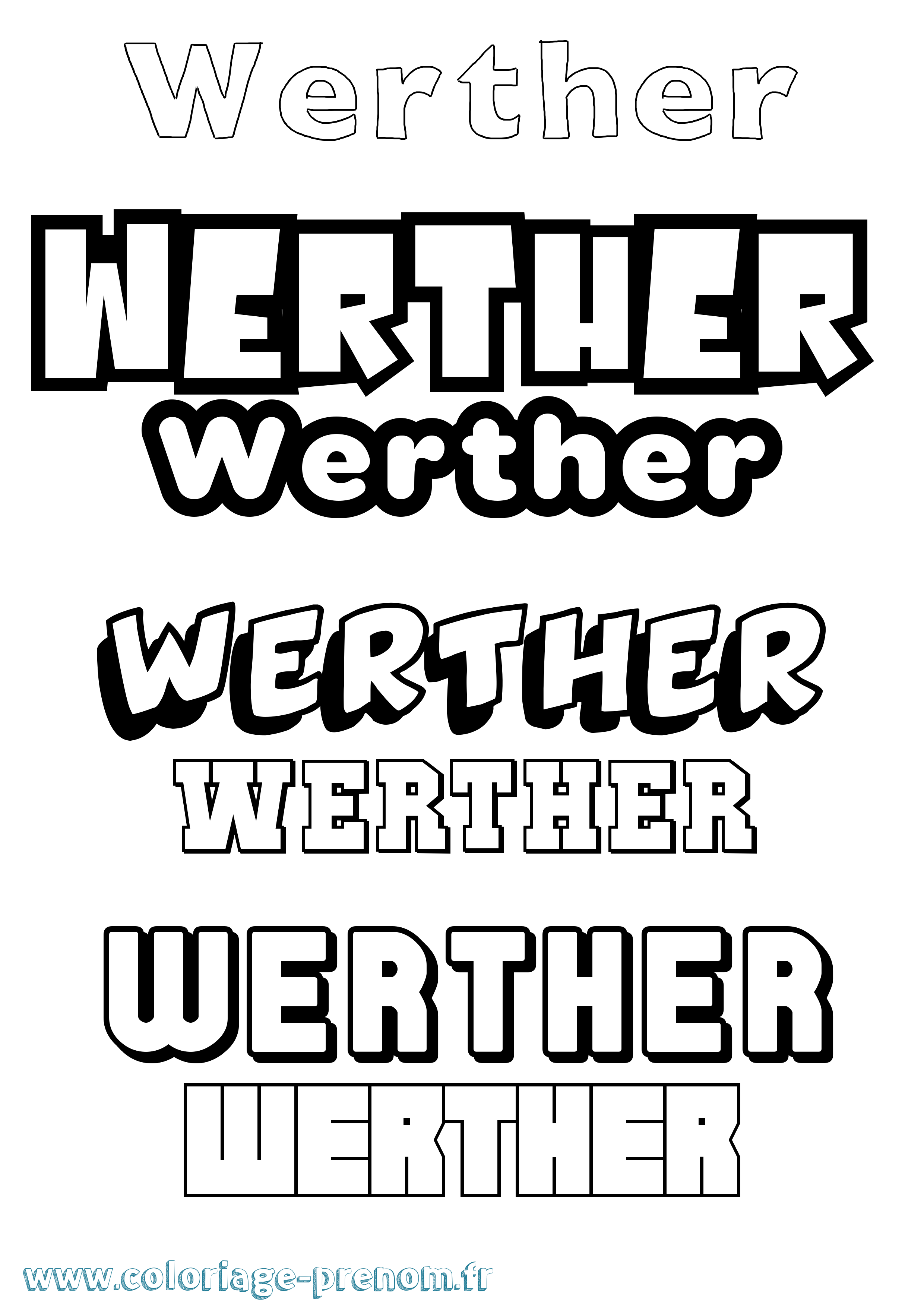 Coloriage Werther Simple Coloriage prénom Werther Simple