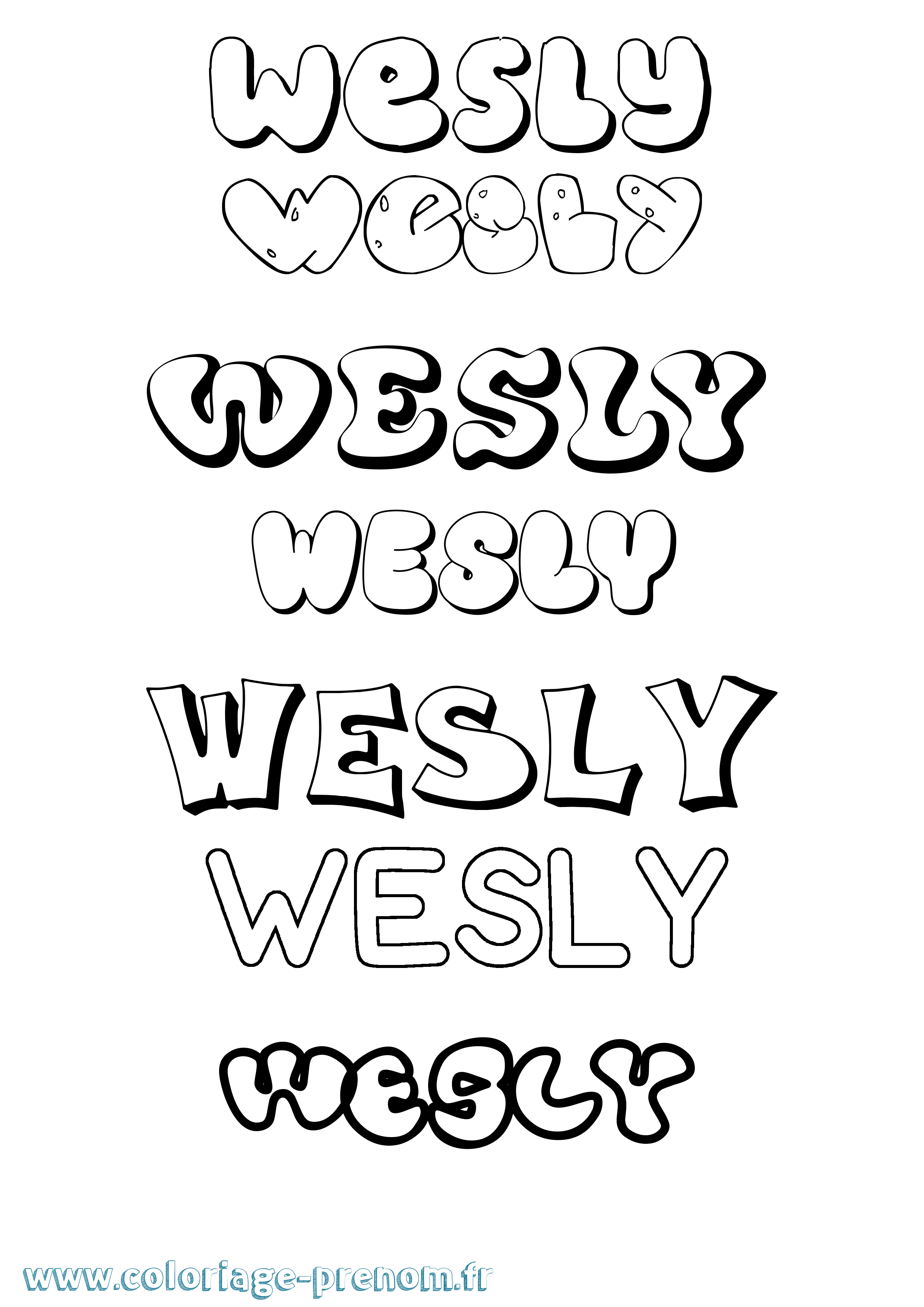 Coloriage Wesly Bubble Coloriage prénom Wesly Bubble