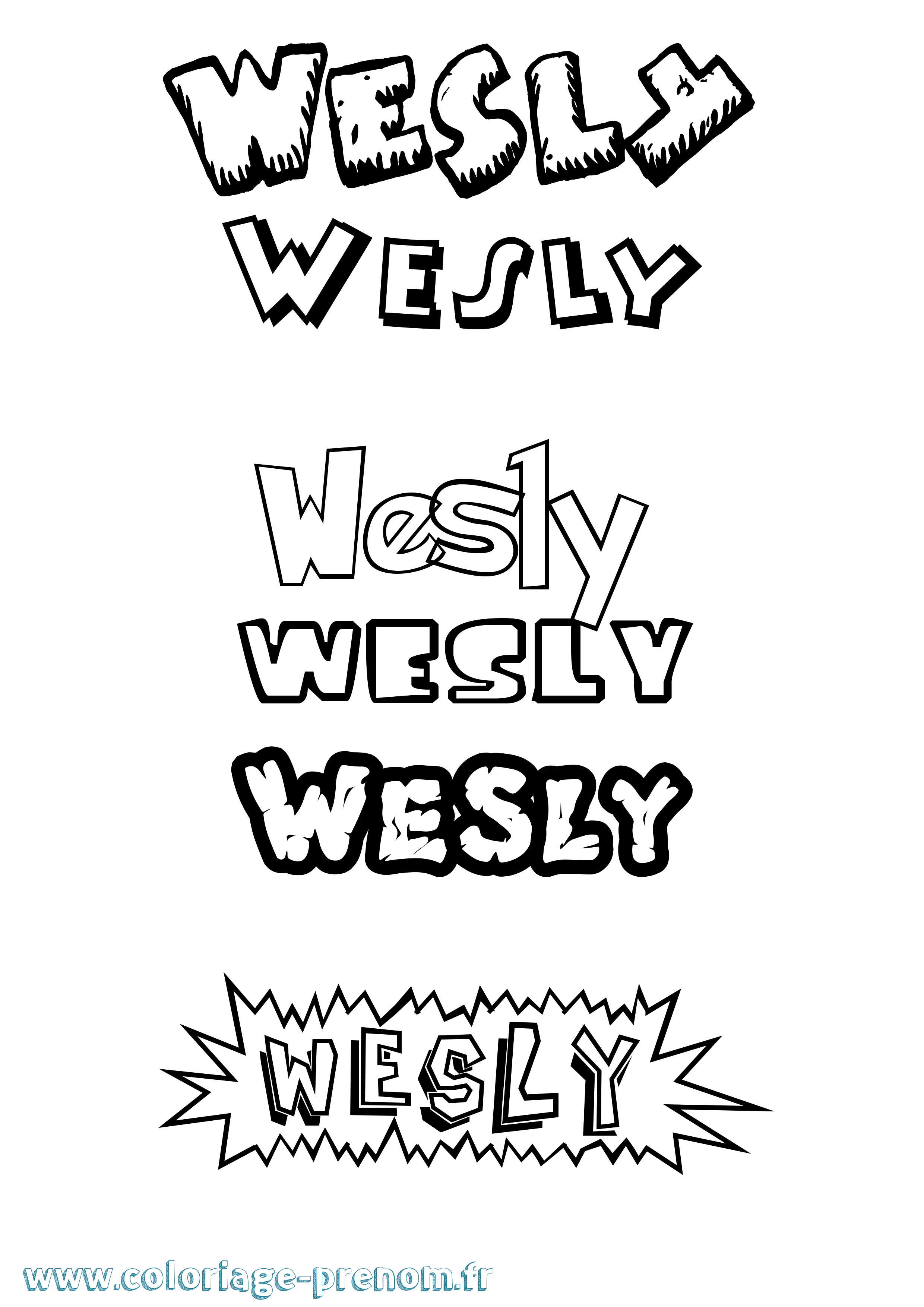 Coloriage Wesly Dessin Animé Coloriage prénom Wesly Dessin Animé