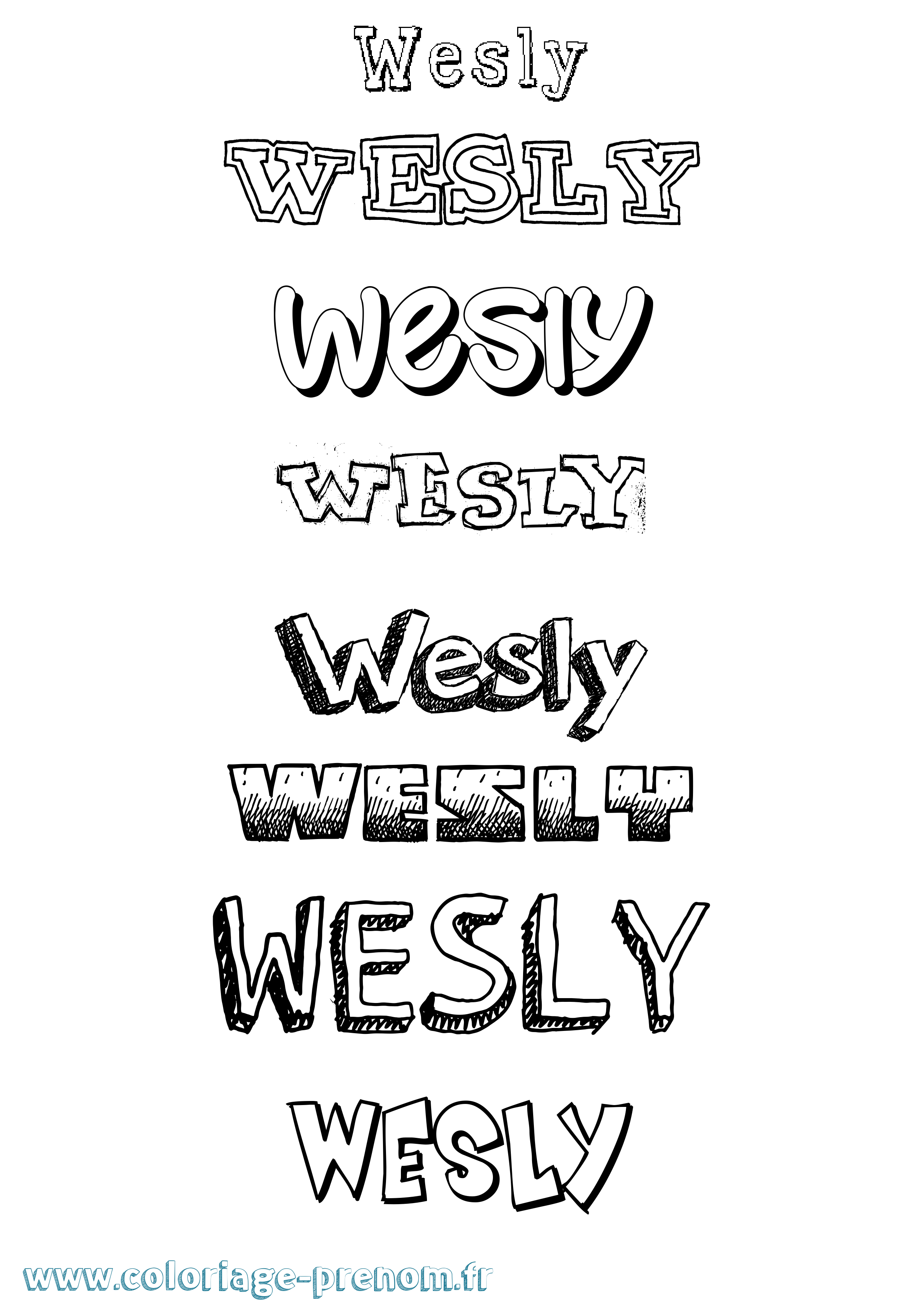 Coloriage Wesly Dessiné Coloriage prénom Wesly Dessiné