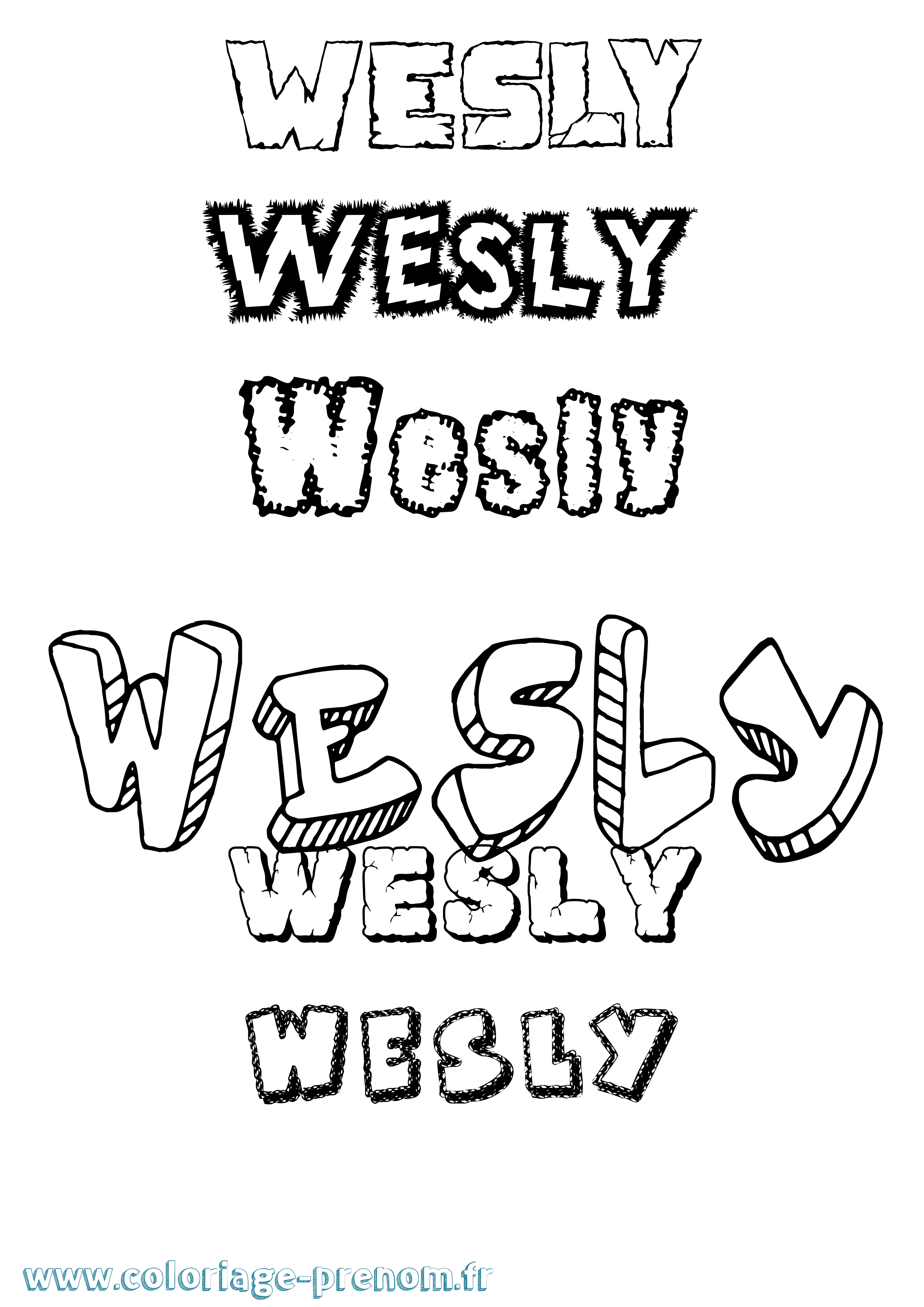 Coloriage Wesly Destructuré Coloriage prénom Wesly Destructuré