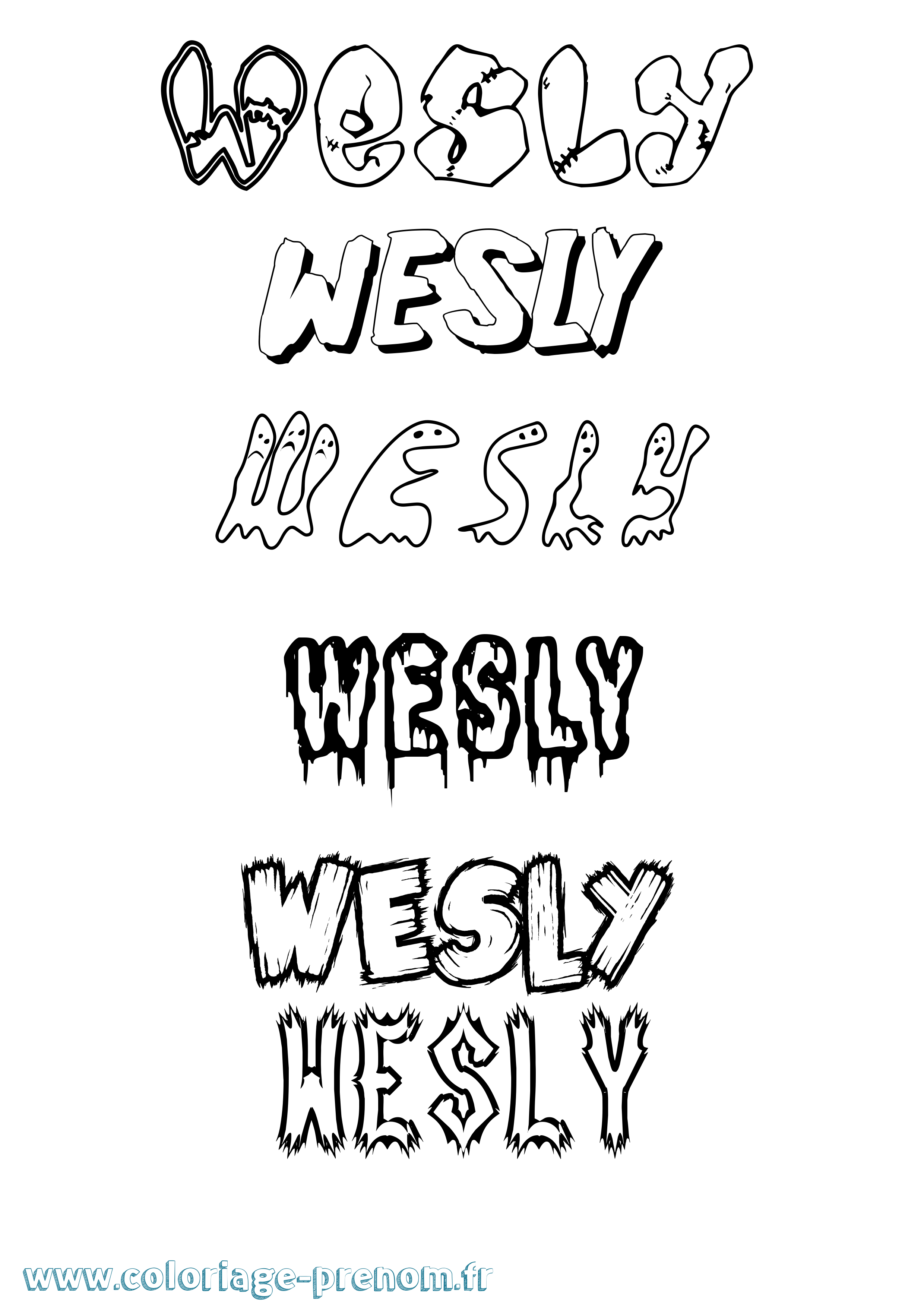 Coloriage Wesly Frisson Coloriage prénom Wesly Frisson