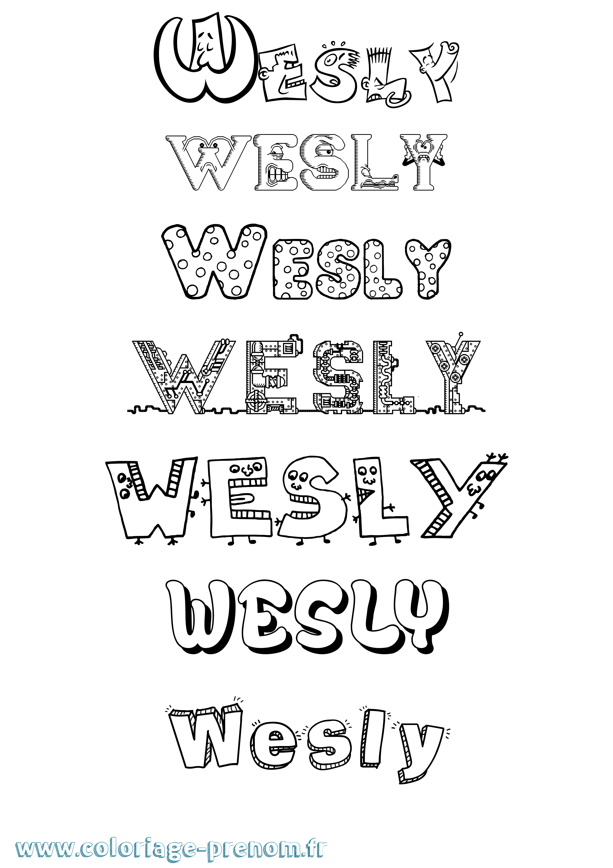 Coloriage Wesly Fun Coloriage prénom Wesly Fun
