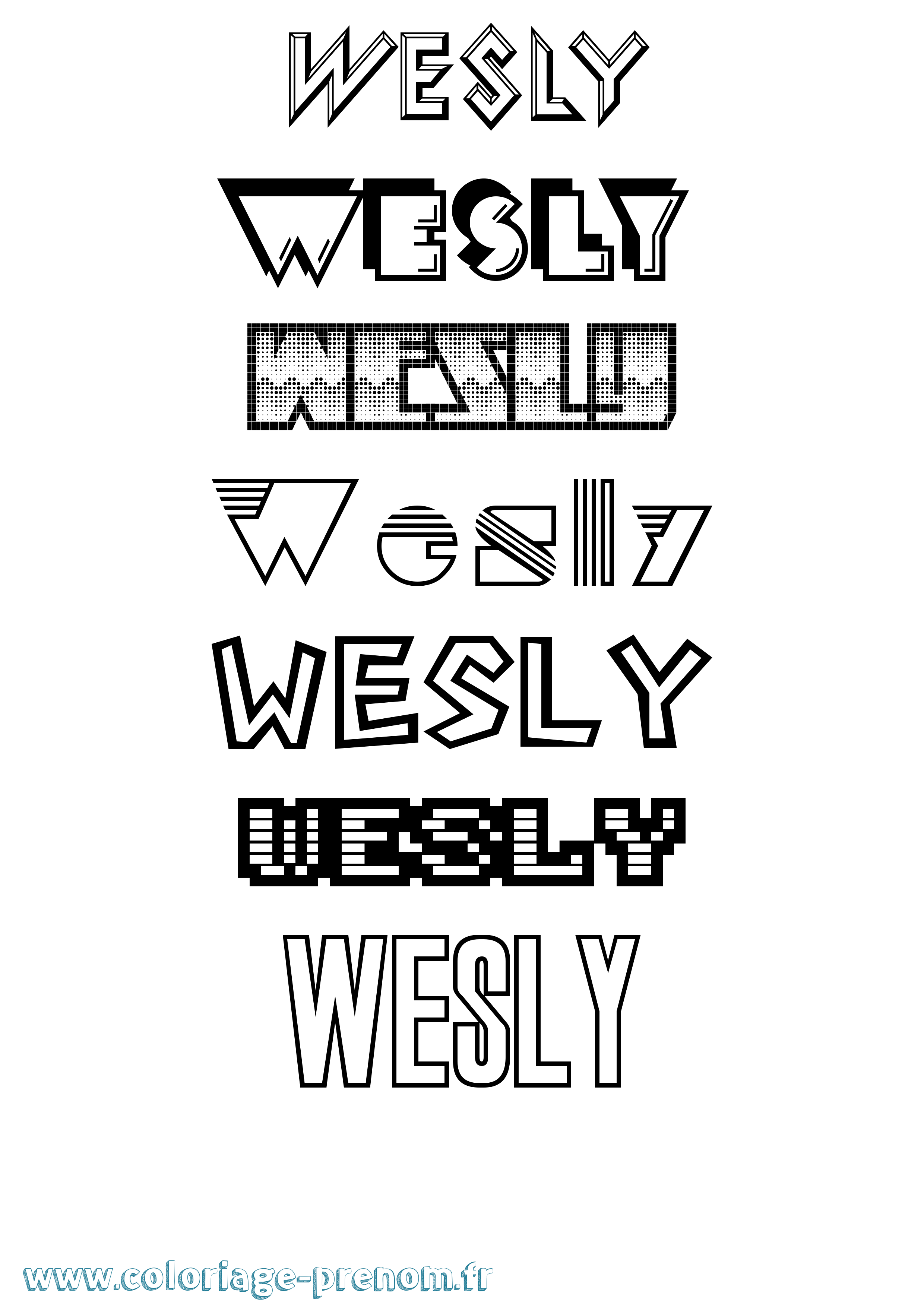Coloriage Wesly Jeux Vidéos Coloriage prénom Wesly Jeux Vidéos