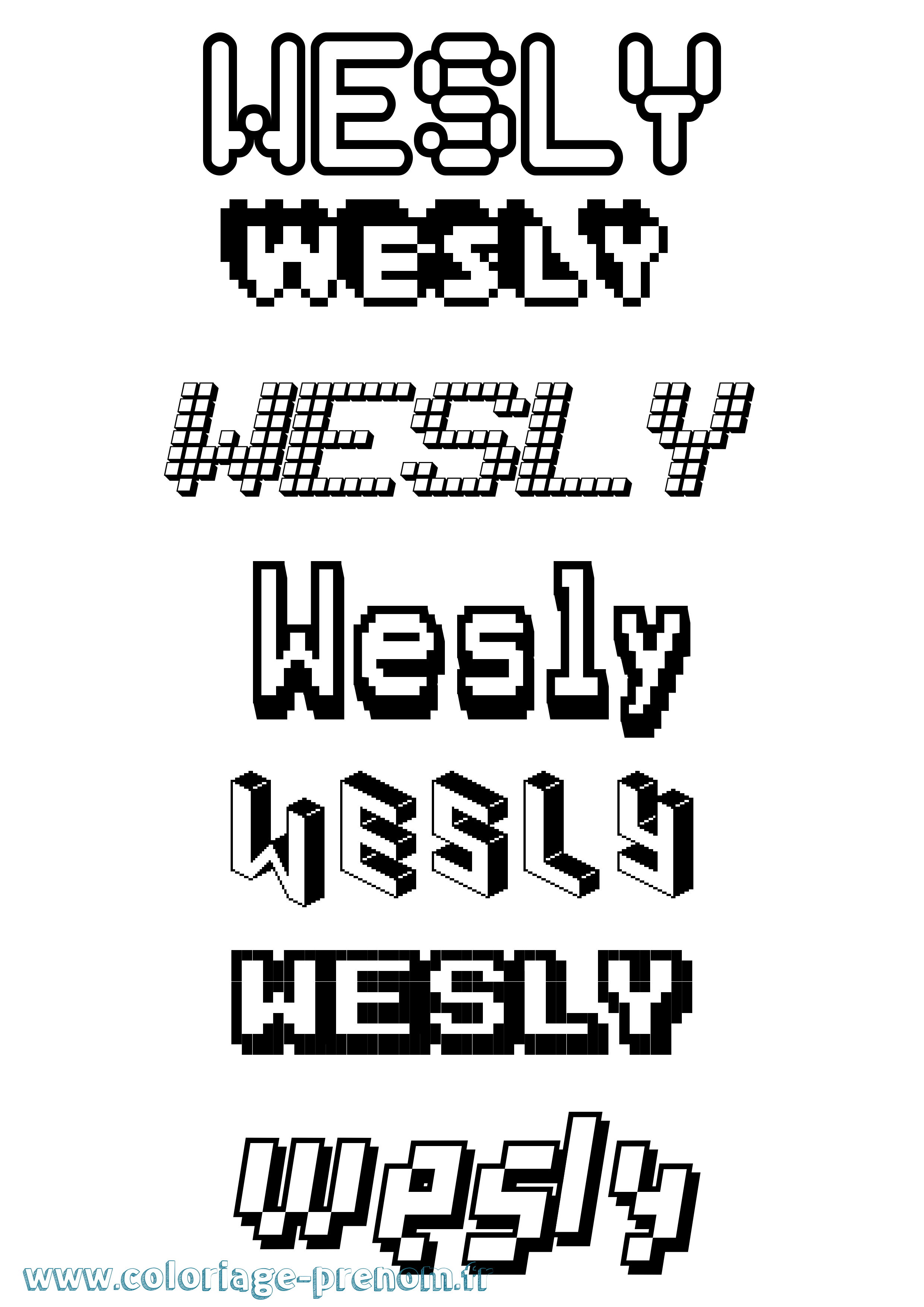 Coloriage Wesly Pixel Coloriage prénom Wesly Pixel