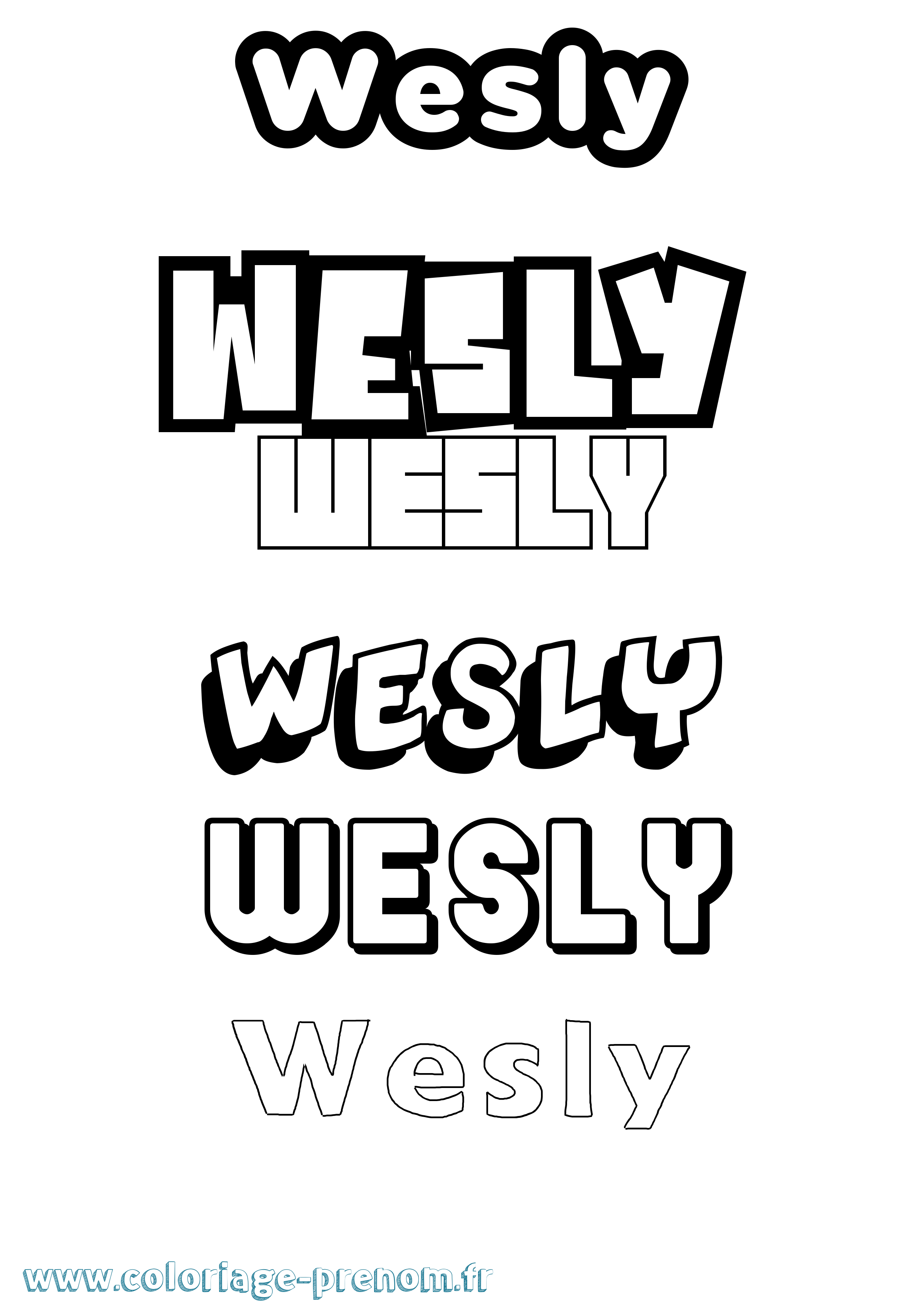 Coloriage Wesly Simple Coloriage prénom Wesly Simple