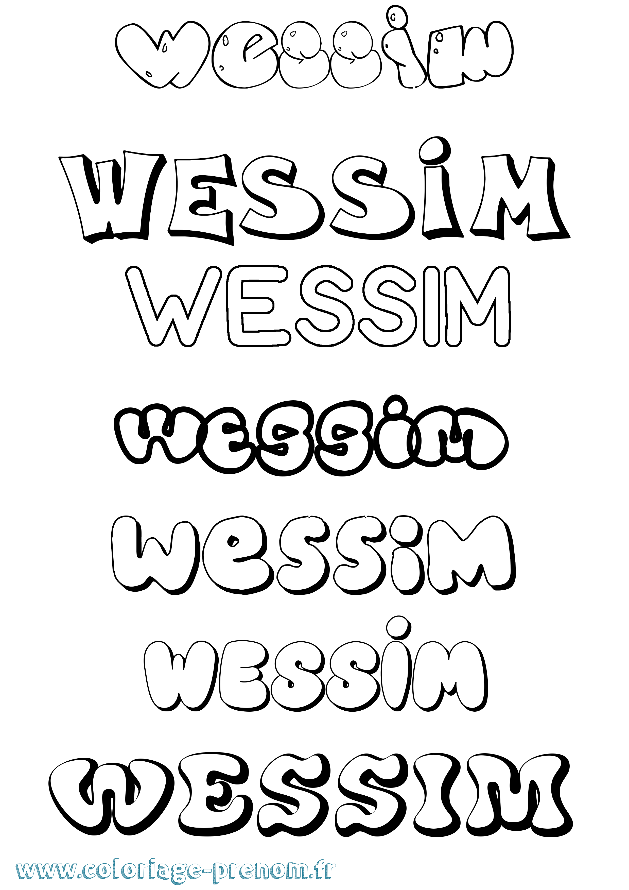 Coloriage Wessim Bubble Coloriage prénom Wessim Bubble