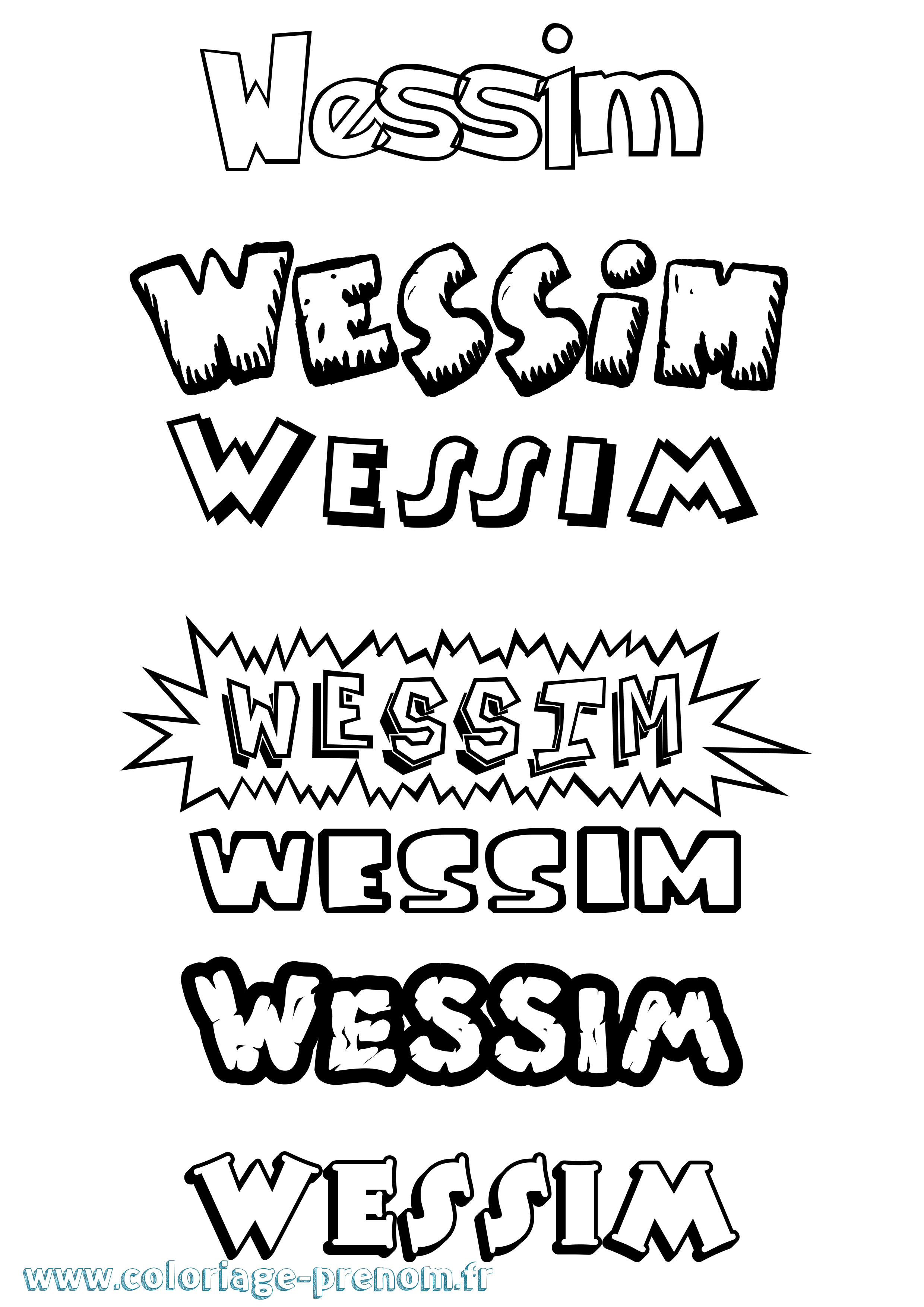Coloriage Wessim Dessin Animé Coloriage prénom Wessim Dessin Animé