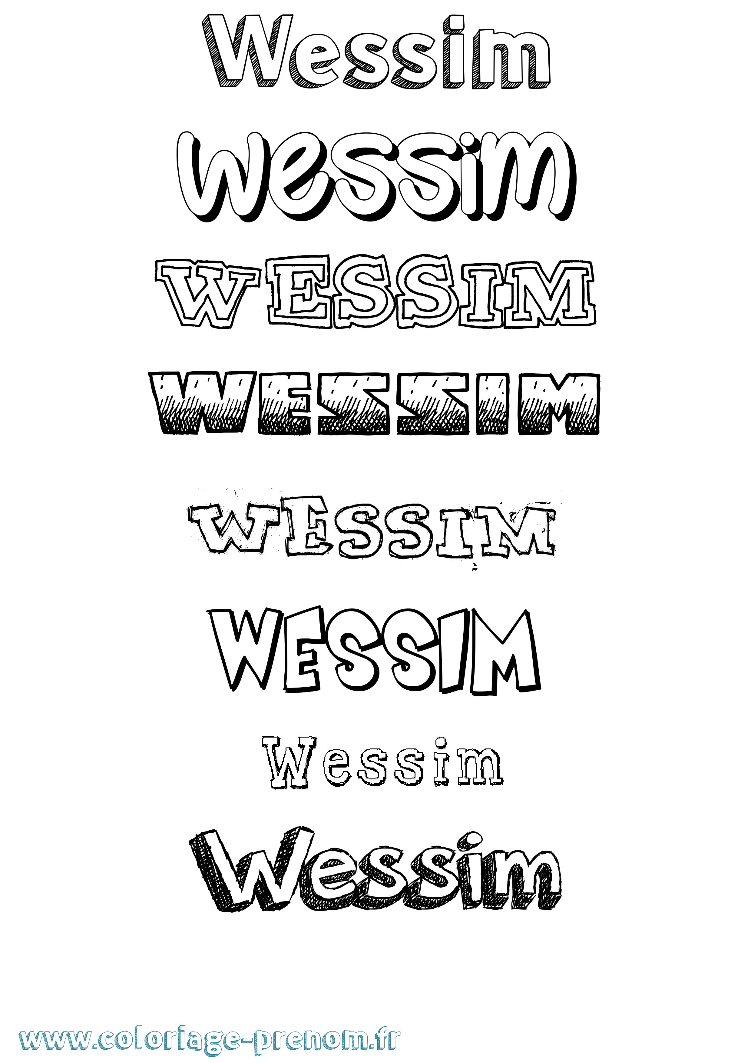 Coloriage Wessim Dessiné Coloriage prénom Wessim Dessiné