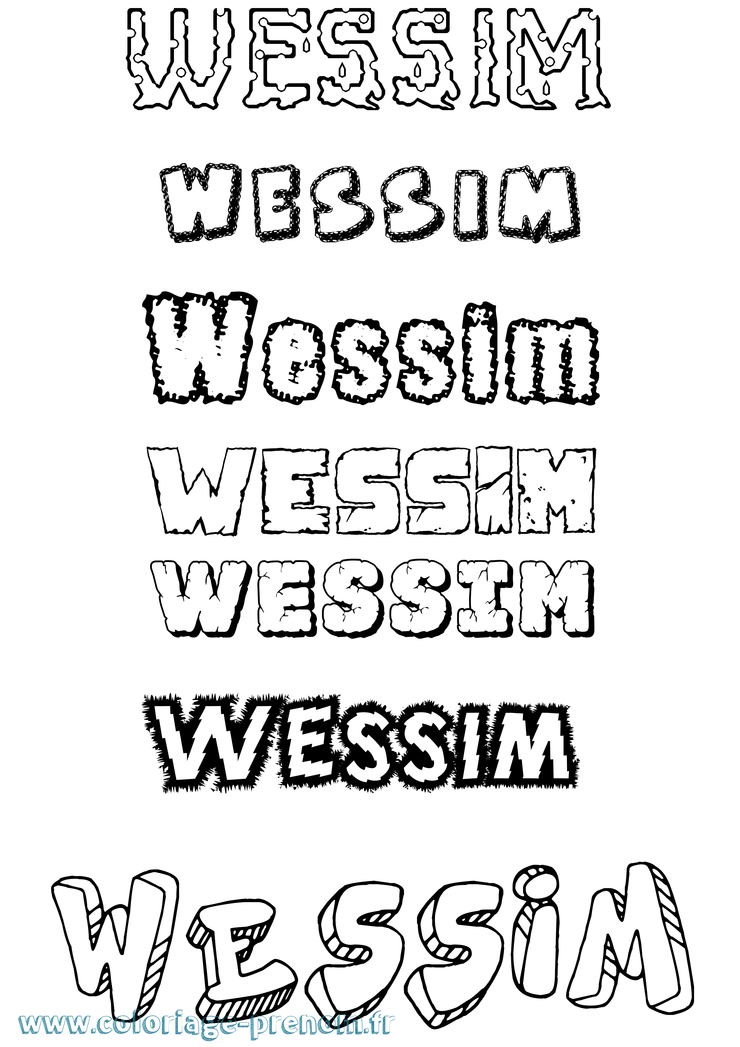 Coloriage Wessim Destructuré Coloriage prénom Wessim Destructuré