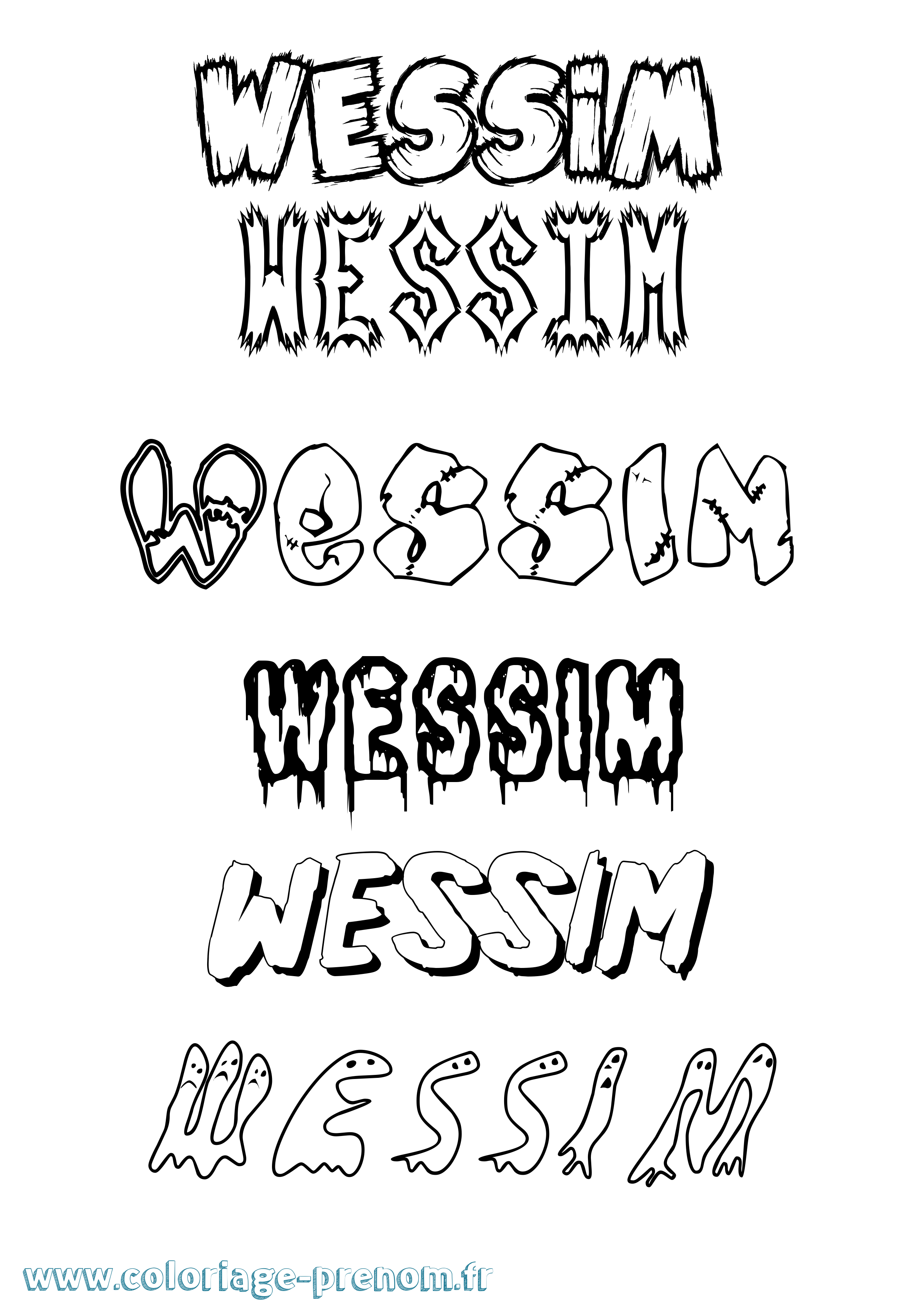 Coloriage Wessim Frisson Coloriage prénom Wessim Frisson
