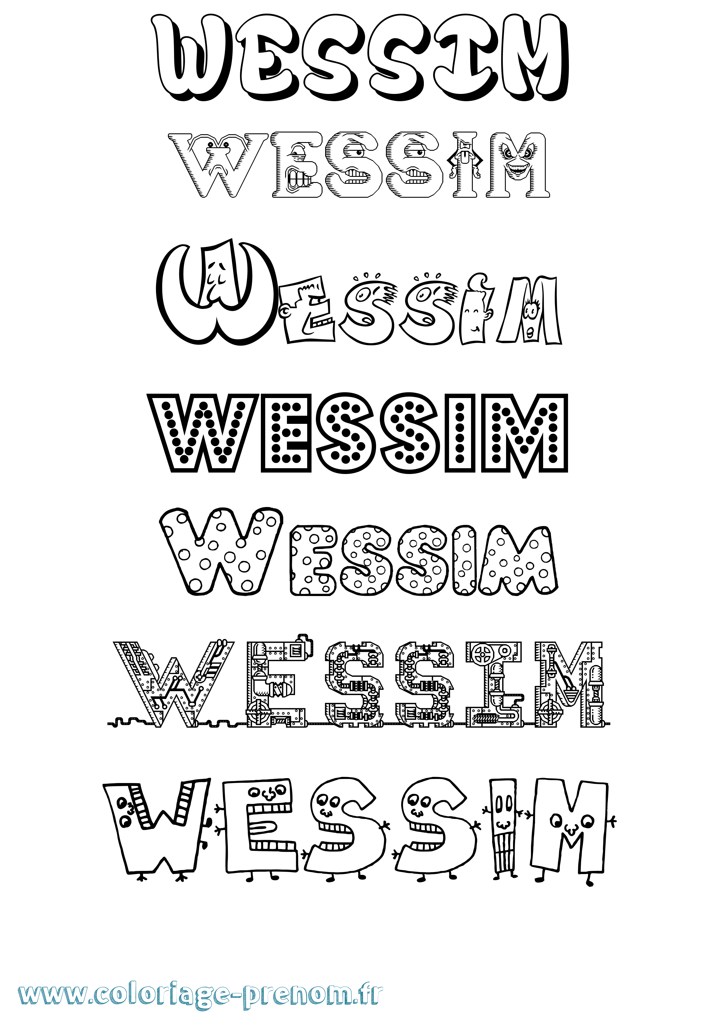 Coloriage Wessim Fun Coloriage prénom Wessim Fun