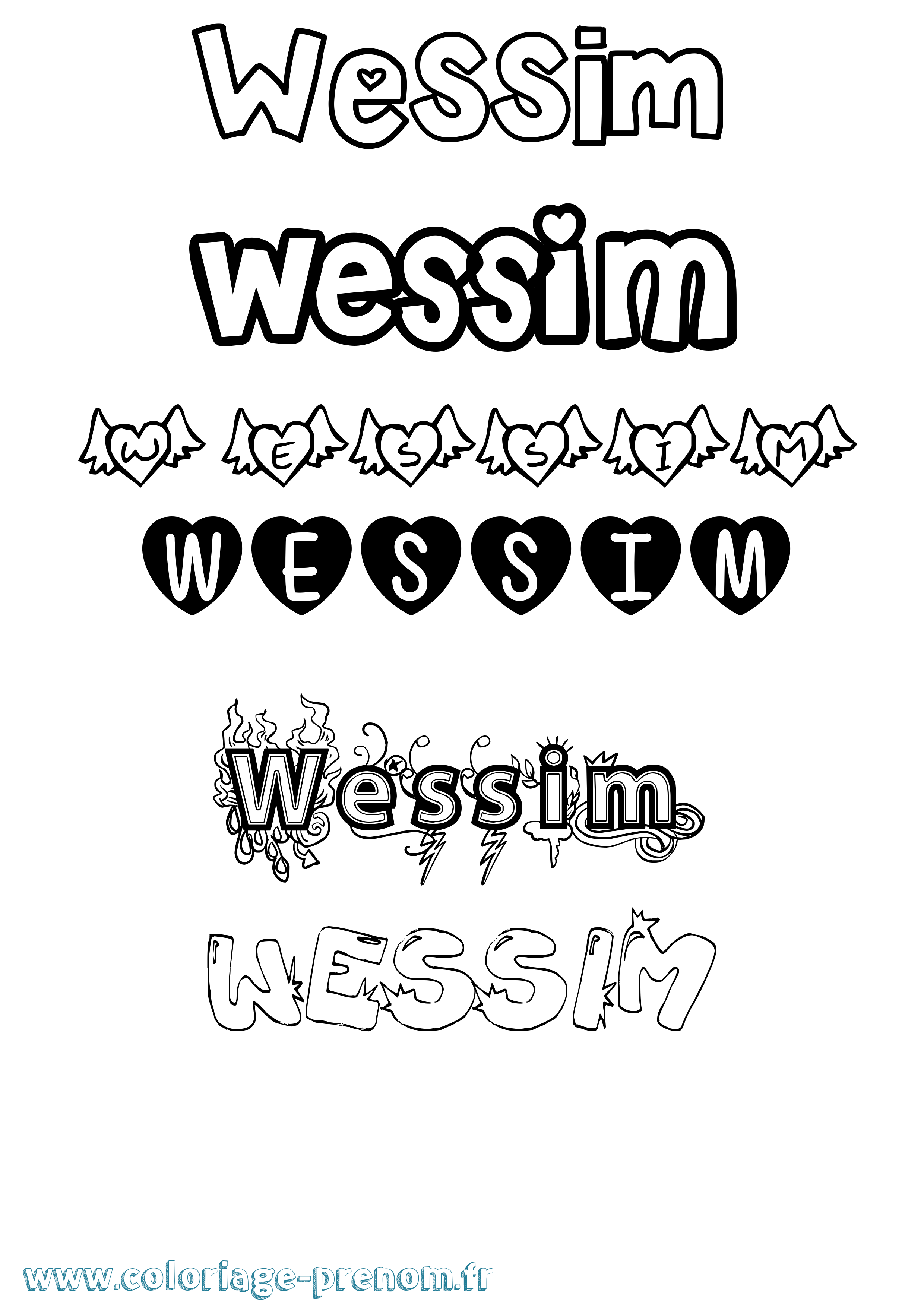 Coloriage Wessim Girly Coloriage prénom Wessim Girly