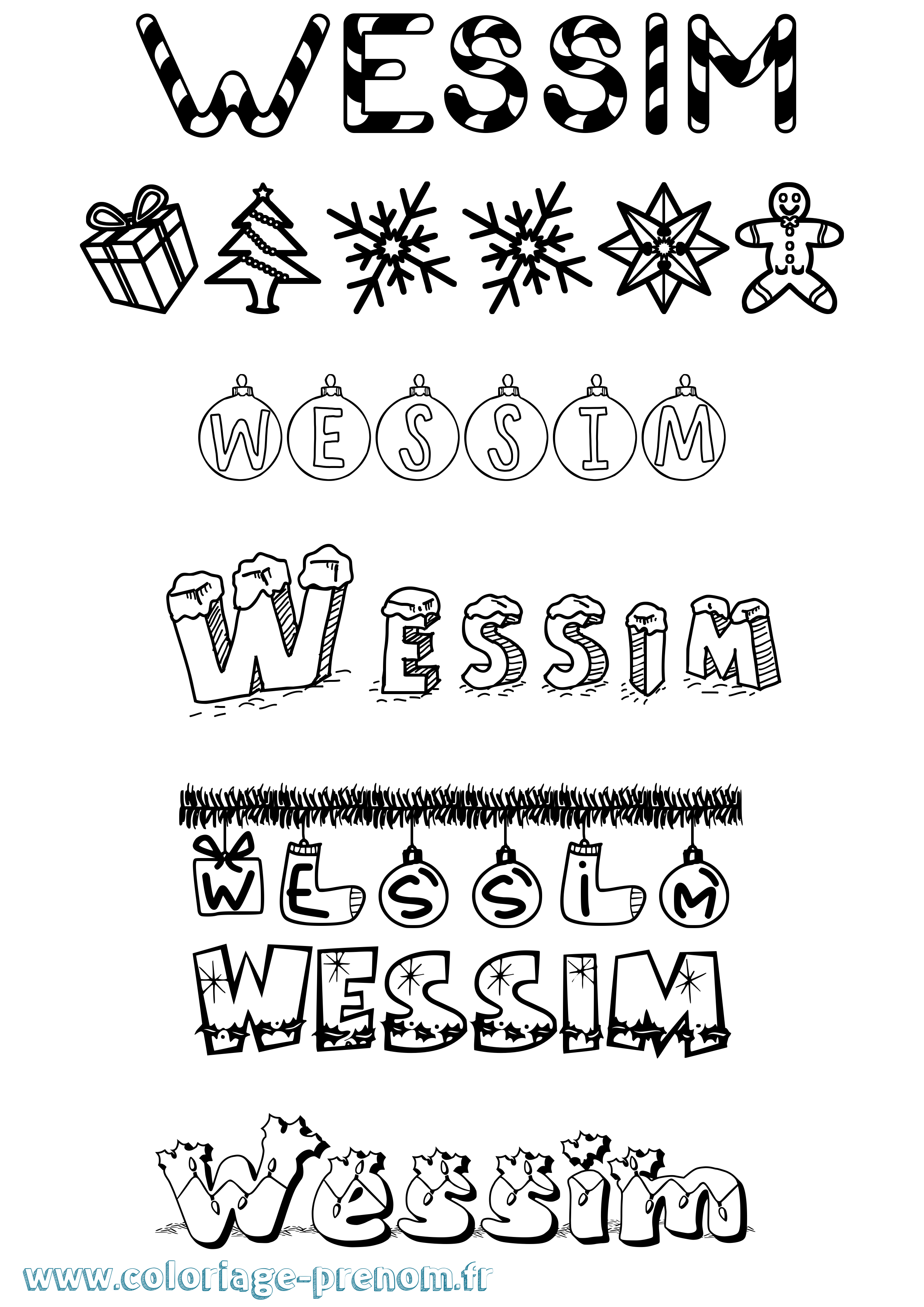 Coloriage Wessim Noël Coloriage prénom Wessim Noël