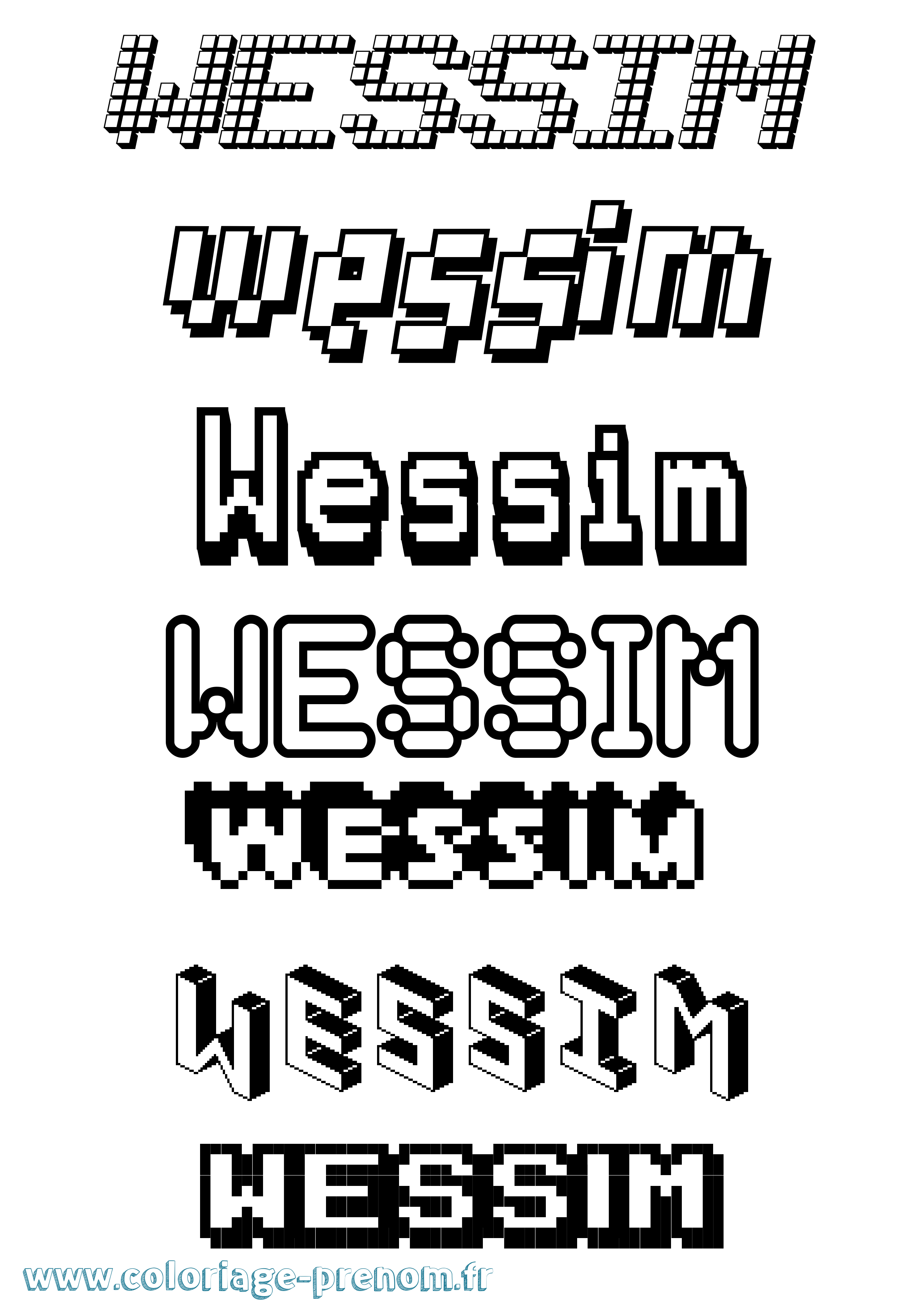 Coloriage Wessim Pixel Coloriage prénom Wessim Pixel