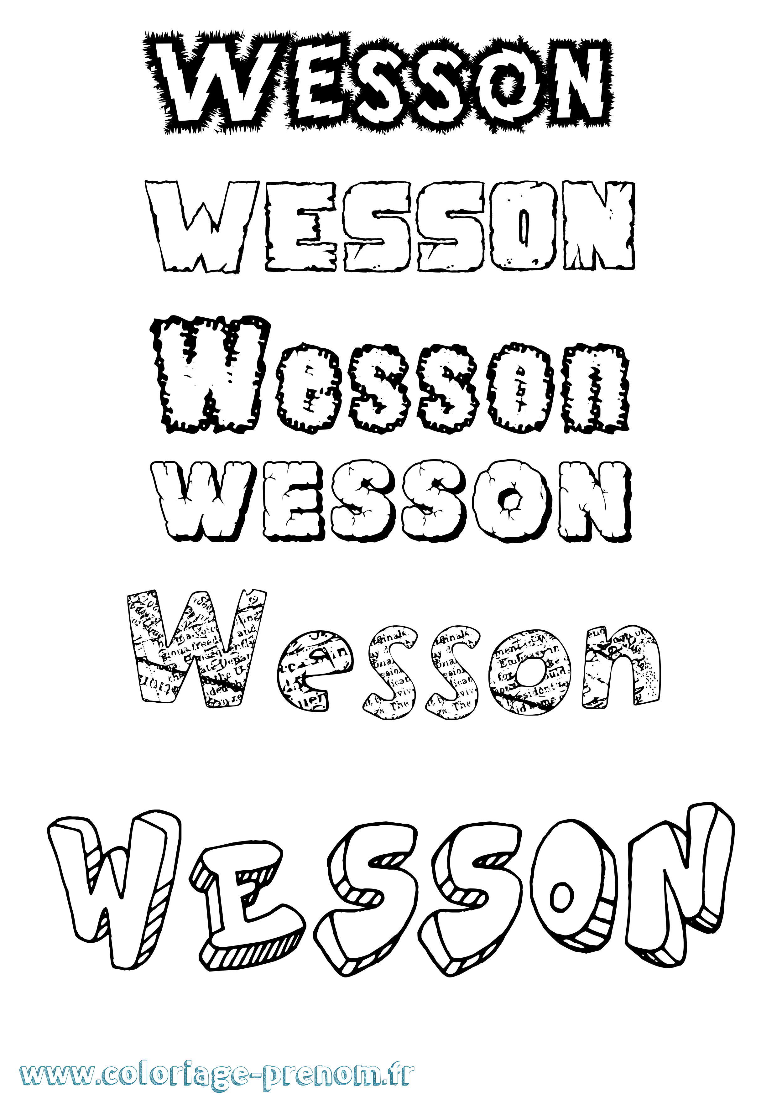 Coloriage Wesson Destructuré Coloriage prénom Wesson Destructuré