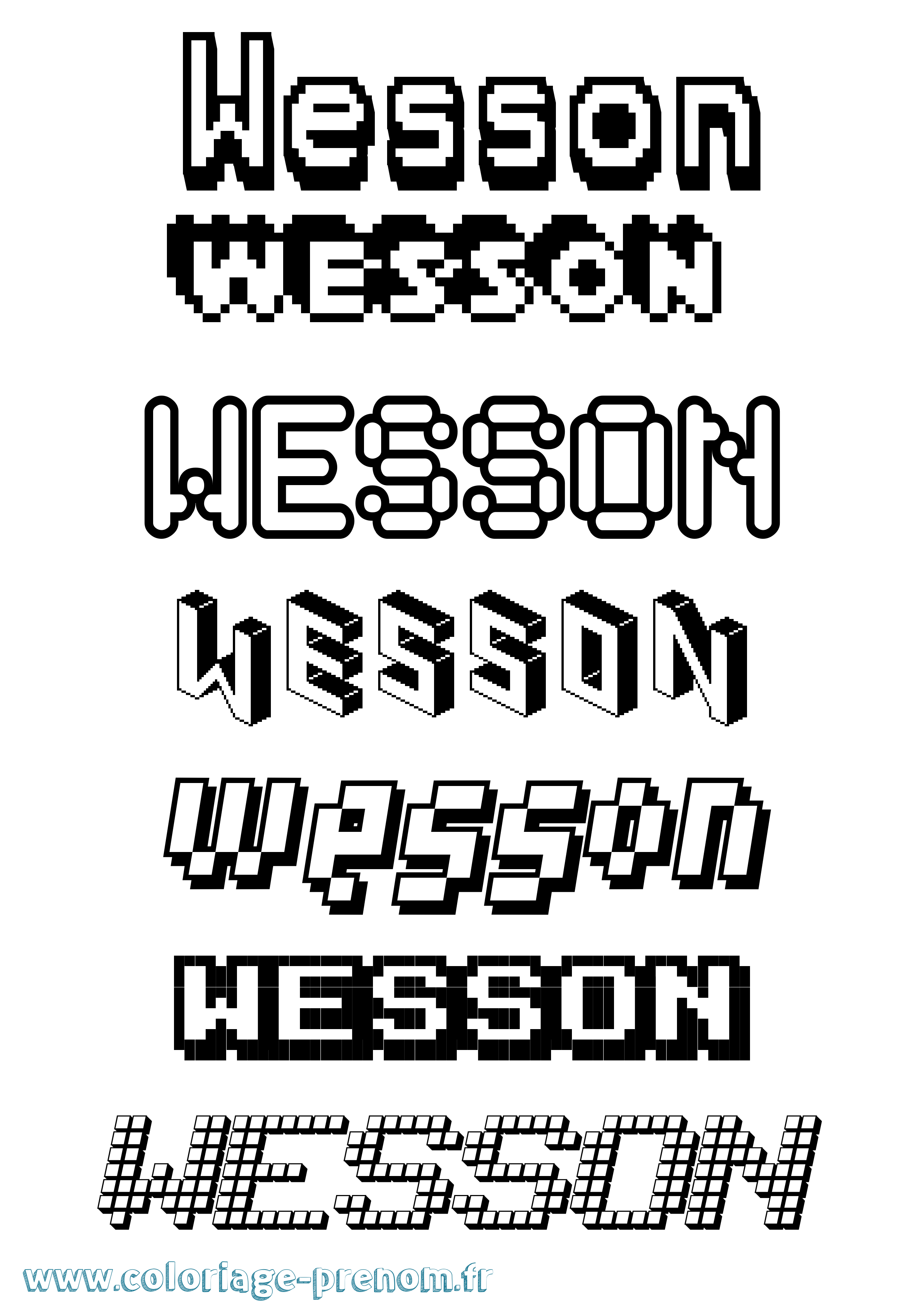 Coloriage Wesson Pixel Coloriage prénom Wesson Pixel
